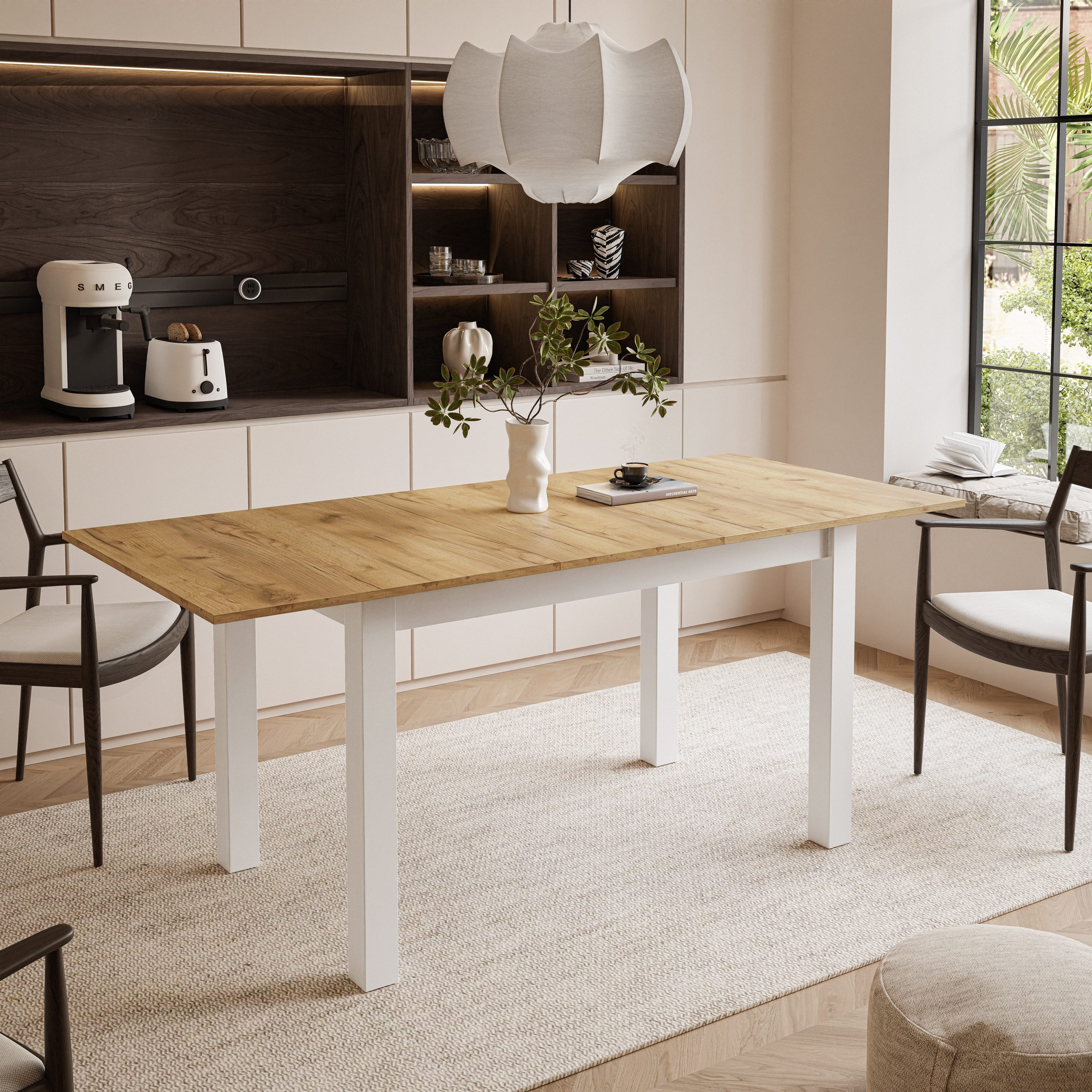 Lookway Klapptisch Ausklappbarer Tisch für 6-8 Personen Wohnzimmer ARTON 140 cm, Breite: 140-195