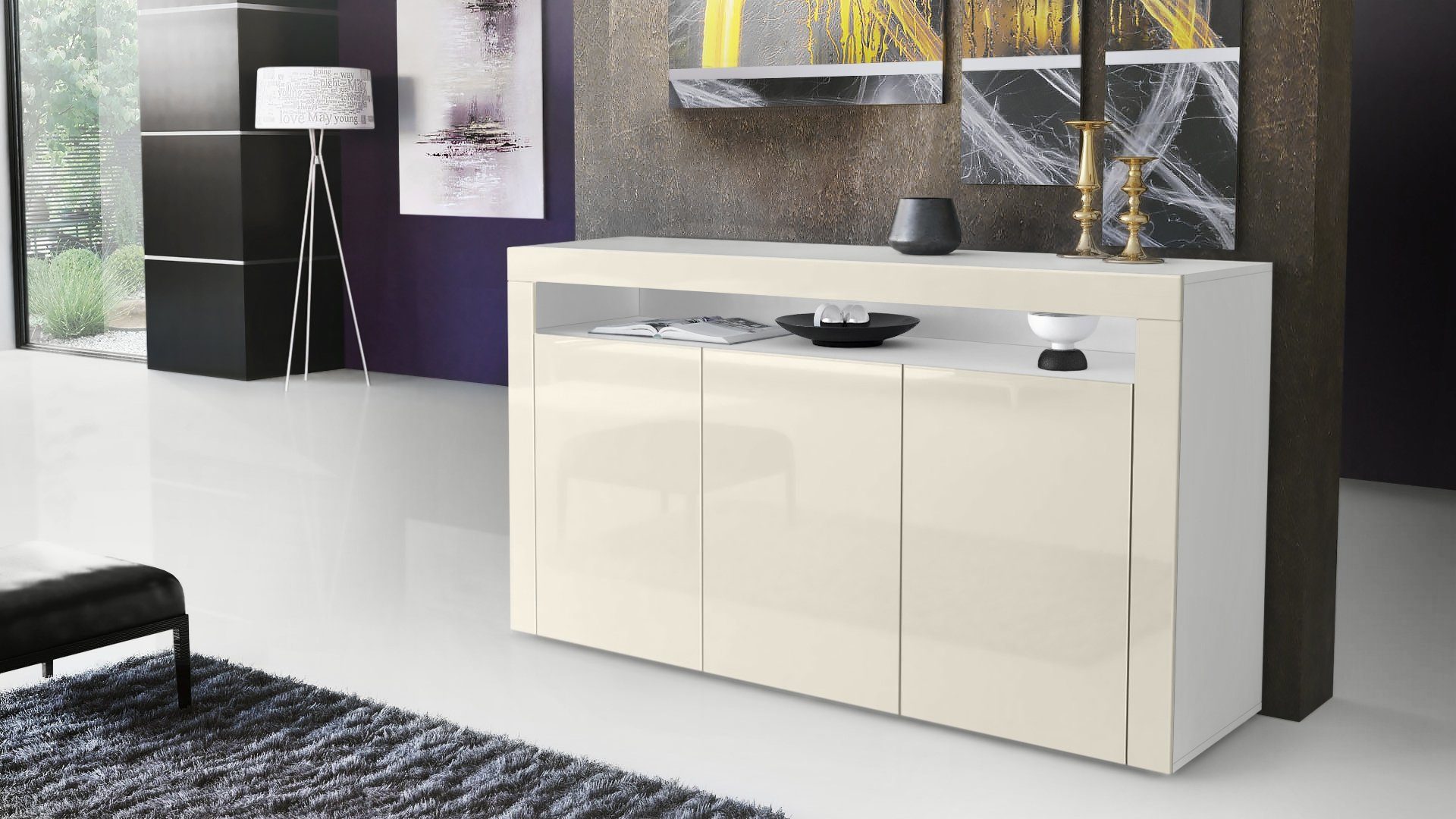 Vladon Sideboard Valencia (Sideboard, mit 3 günstig online kaufen