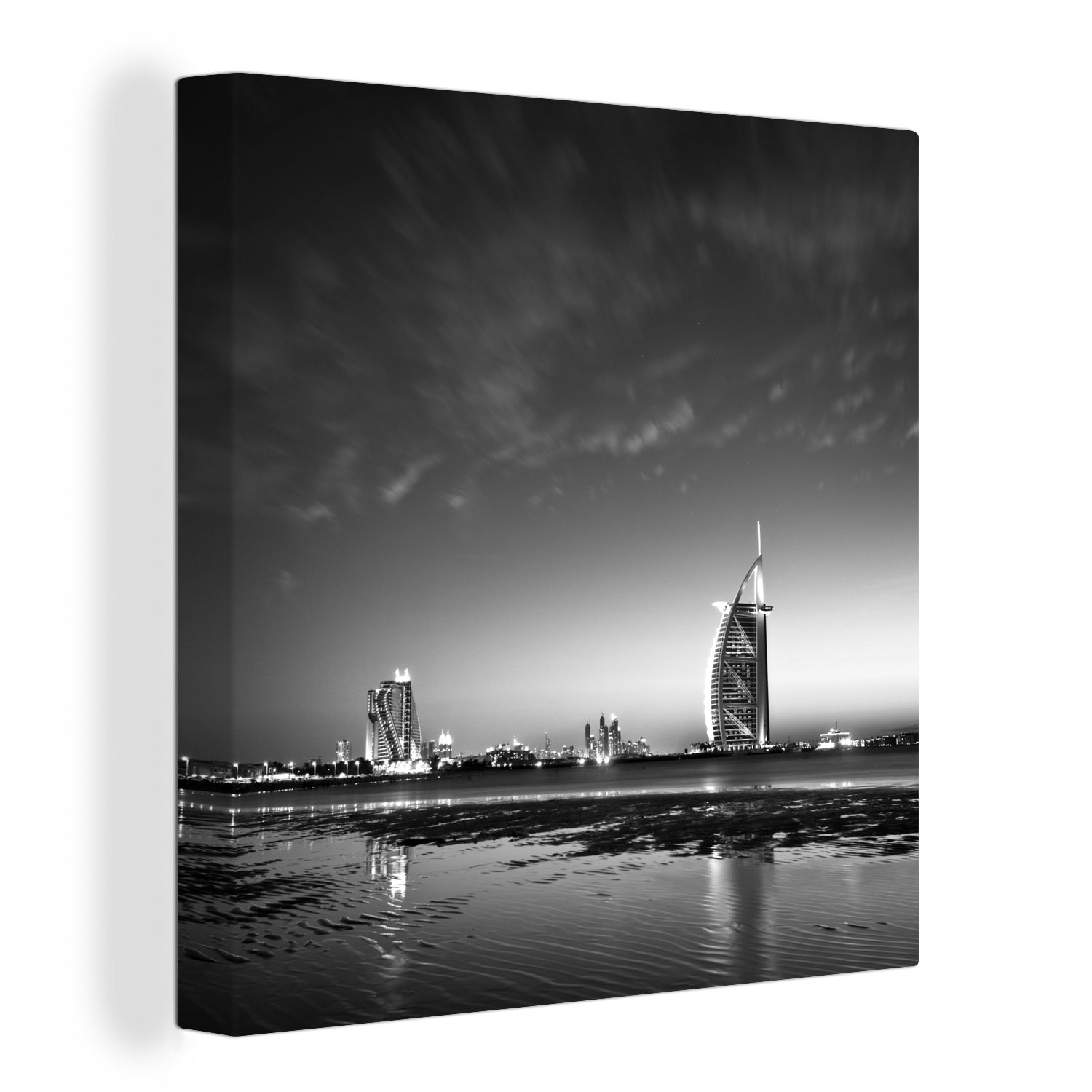 OneMillionCanvasses® Leinwandbild Das wunderschöne Burj Al Arab und das Jumeirah Beach Hotel bei, (1 St), Leinwand Bilder für Wohnzimmer Schlafzimmer