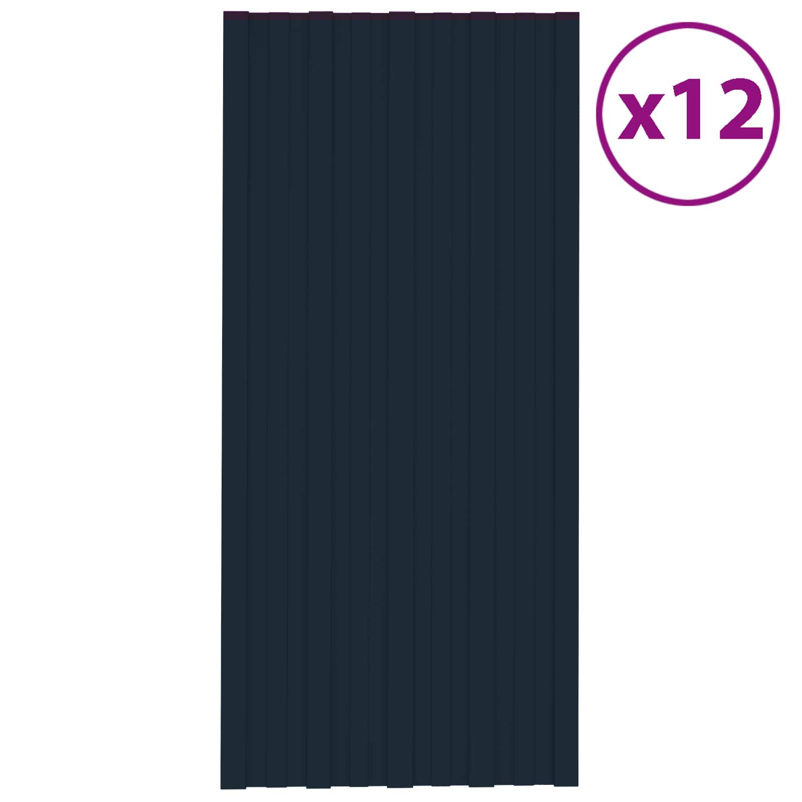 vidaXL Terrassendach Dachpaneel 12 Stk. Anthrazit 100 x 45 cm Verzinkter Stahl, (12-St)