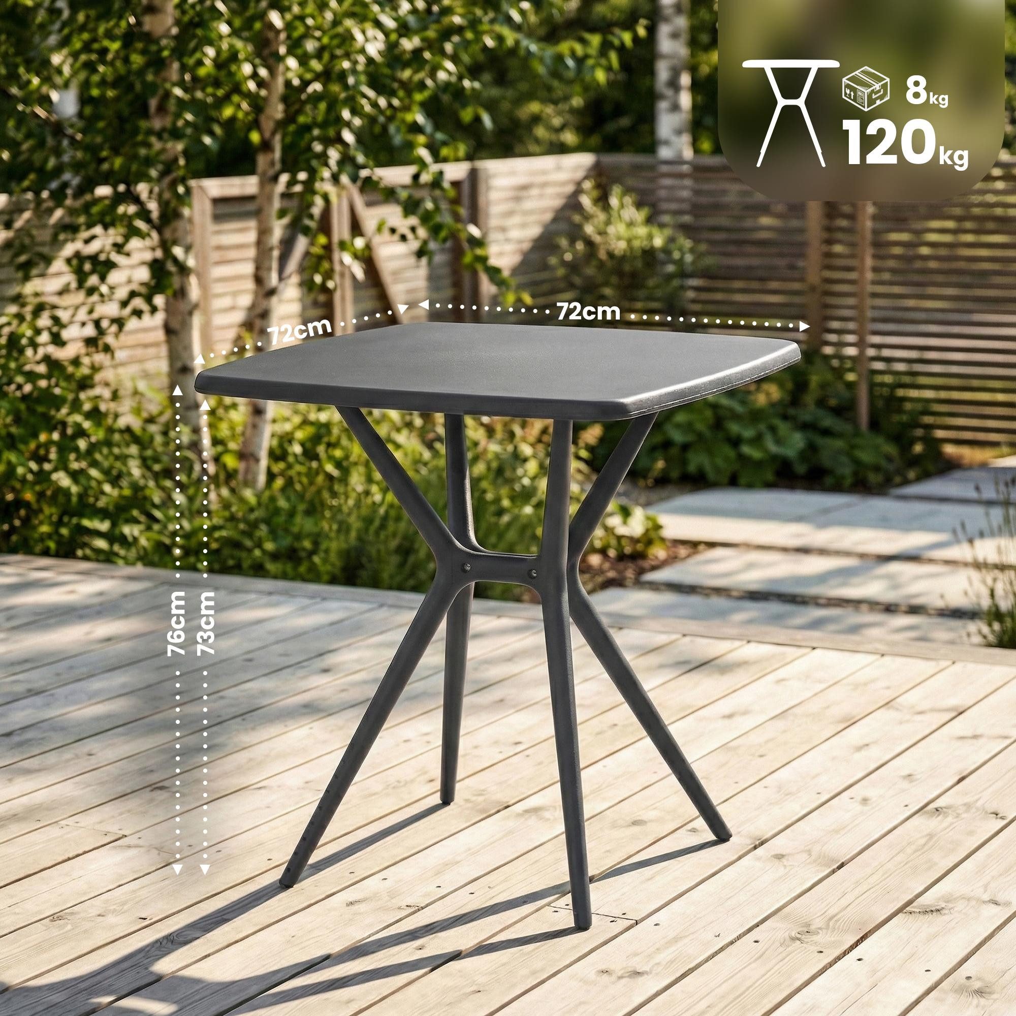 furnicato Beistelltisch Gartentisch Becky 72 x 72 cm dunkelgrau (1-St)