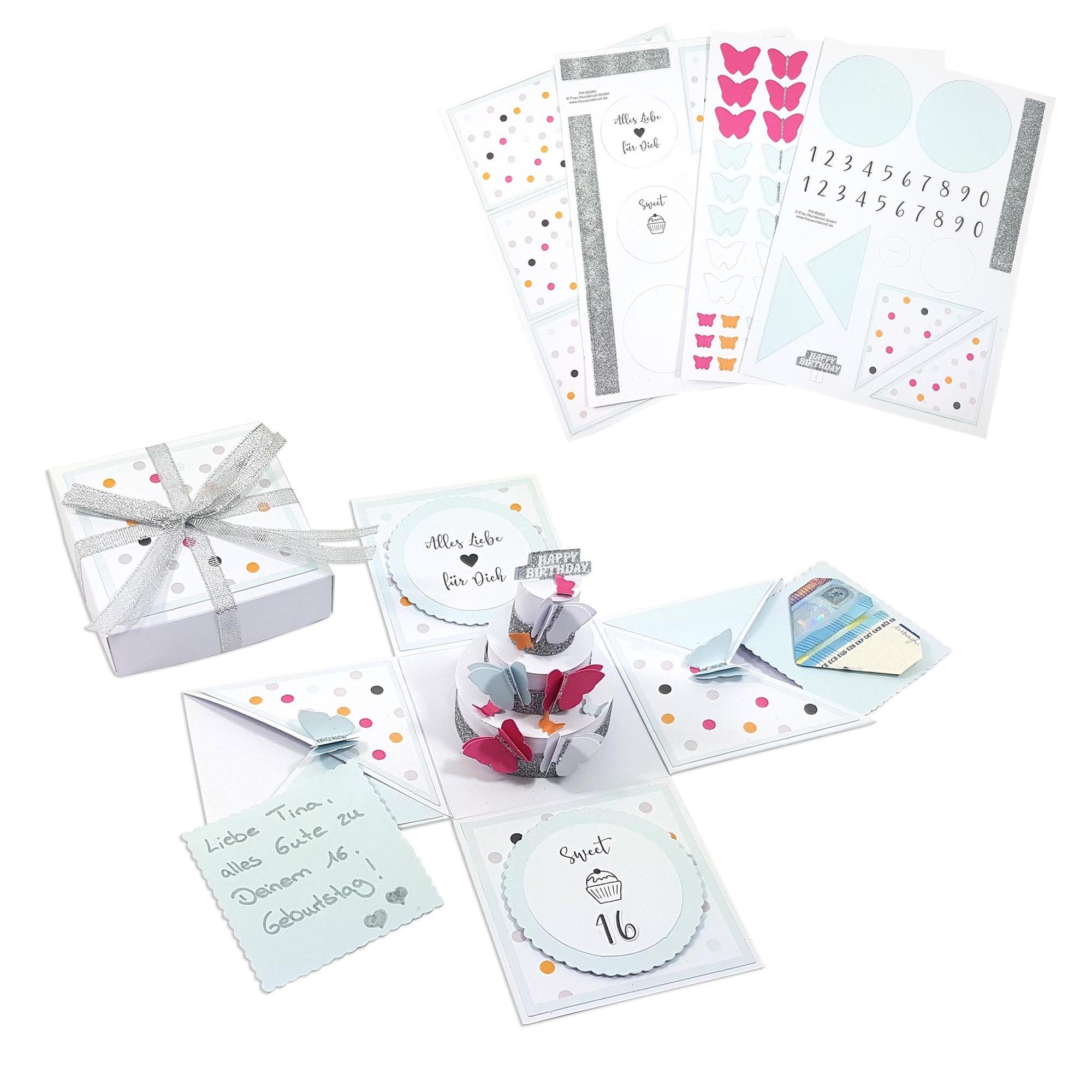 Birthday Papierdekoration Explosionsbox Konfetti WUNDERVoll DIY Frau Happy