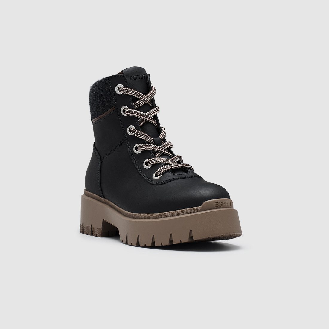Esprit MILLIE Schnürboots Schnürstiefelette mit kuscheligem Warmfutter und Profilsohle