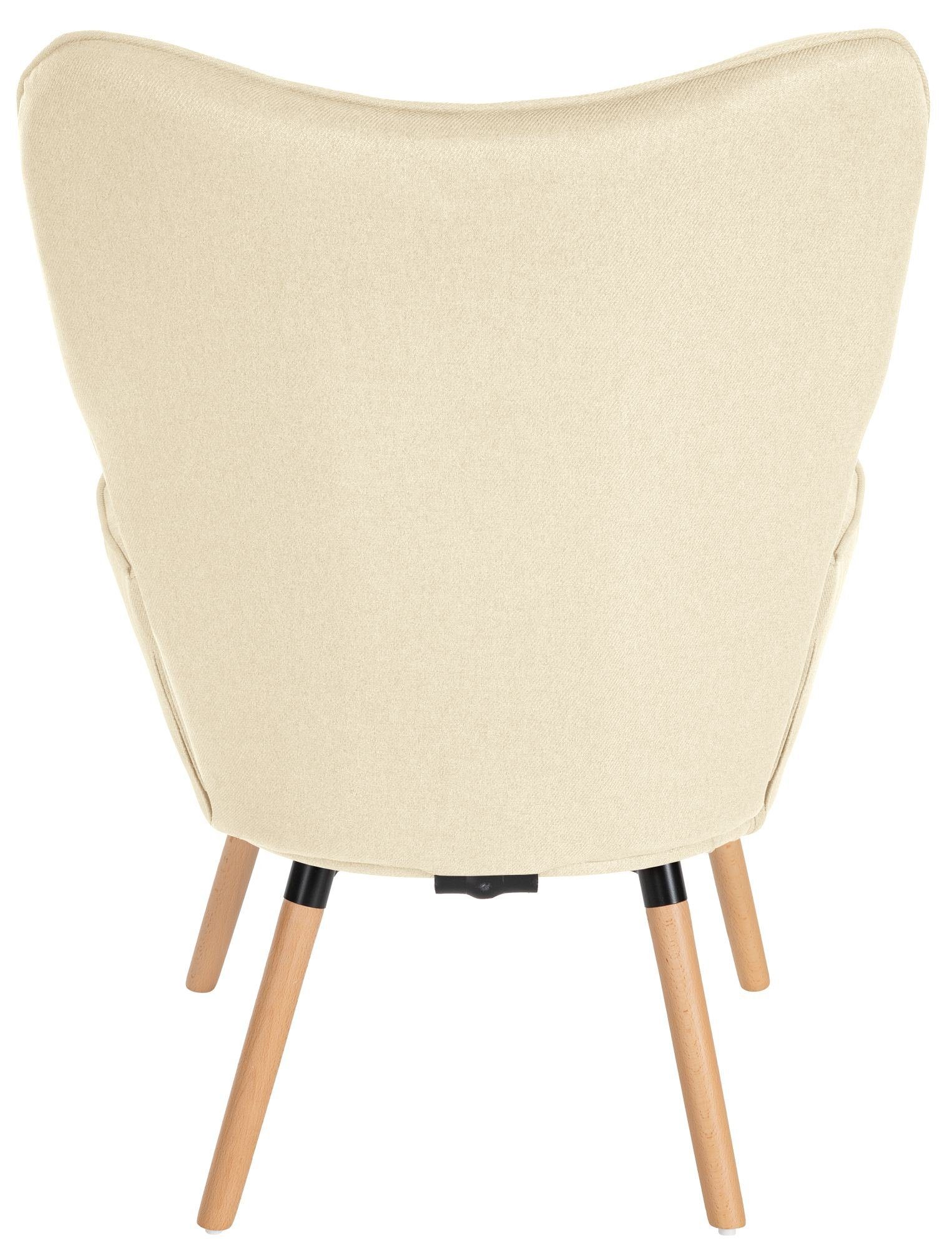 creme CLP Gestell mit Loungesessel und Stuhl Buchenholz Garding, aus Stoff-Bezug