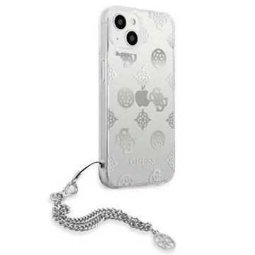 Guess Handyhülle iPhone 13 Mini Case mit Anhänger Hardcase Kunststoff silber