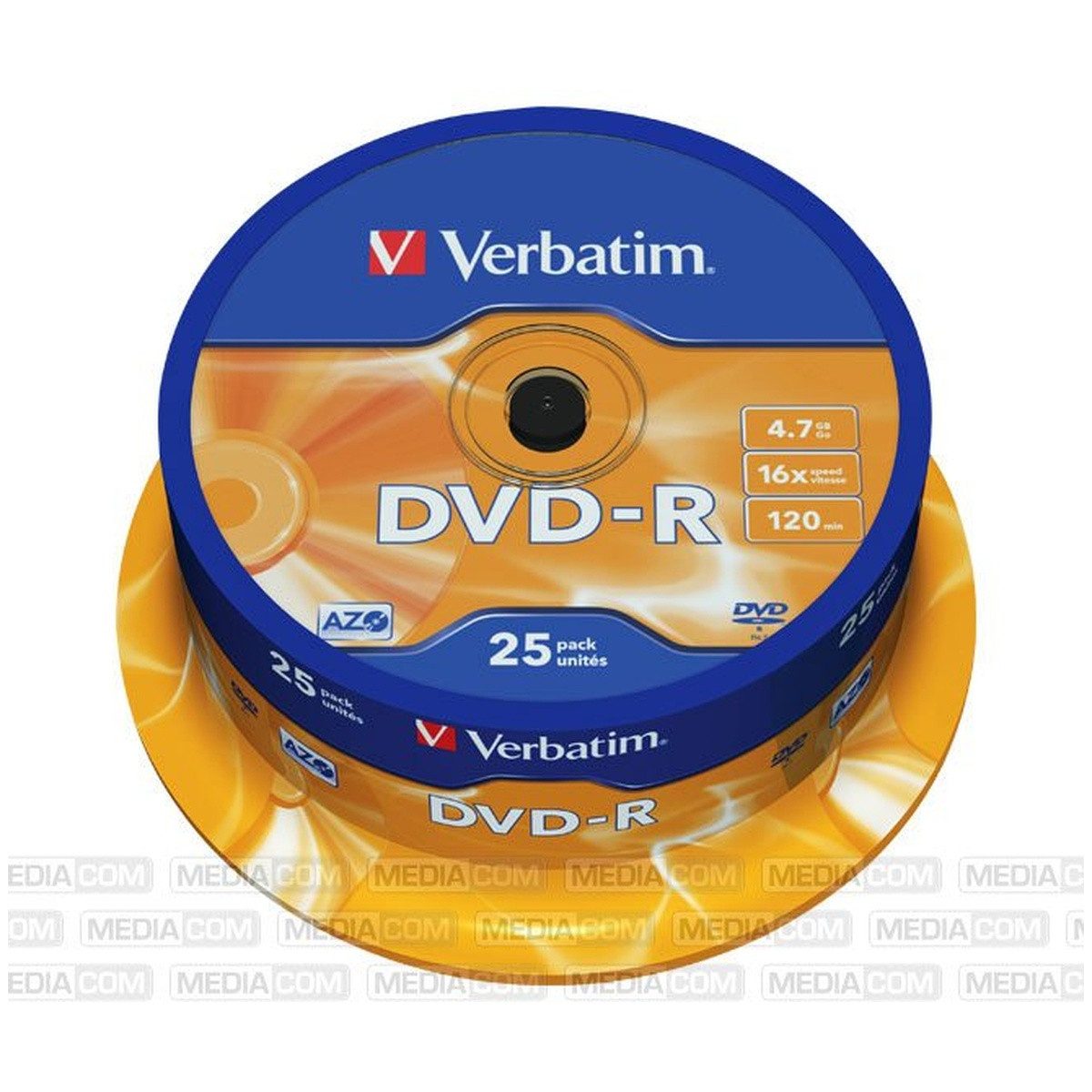 Verbatim DVD-Rohling Verbatim DVD-R 4.7GB 16x Cakebox 25er Matt Silver