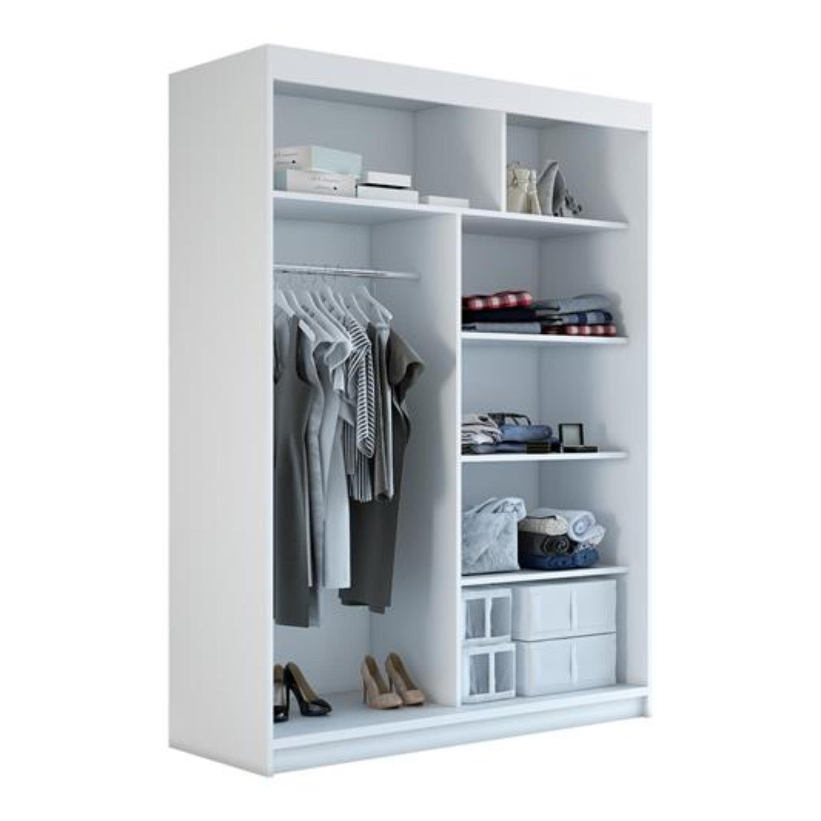 A&J MöbelLand GmbH Schiebetürenschrank RIMO mit Spiegel (TOP ANGEBOT! TOP PRODUKT! Wählen Sie das ideale Modell für Ihr Schlafzimmer) Breite: 120 cm, 160 cm, 180 Höhe: 215 cm, Tiefe: 59,5 cm
