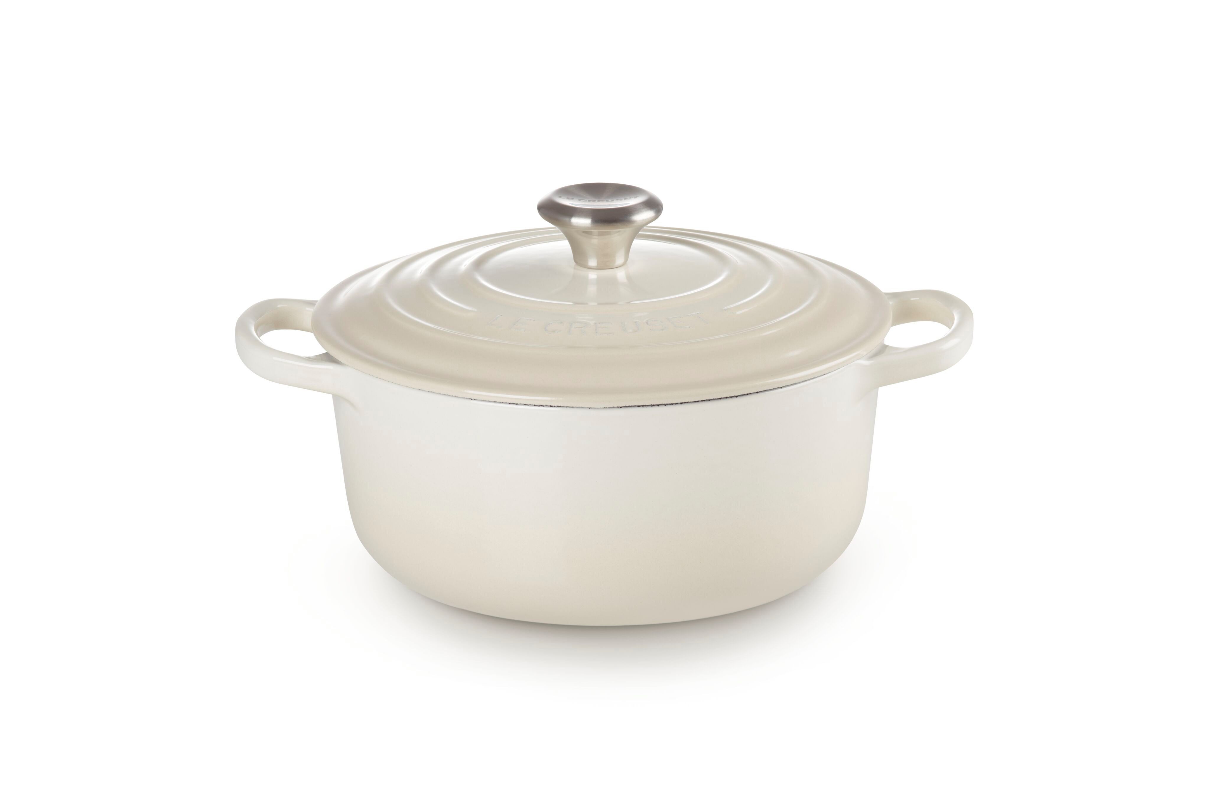 LE CREUSET Bräter Signature Gusseisen-Bräter, Gusseisen, Rund, Ø 22 cm, 2,6 l, 3,93 kg, Meringue, 21177227164430