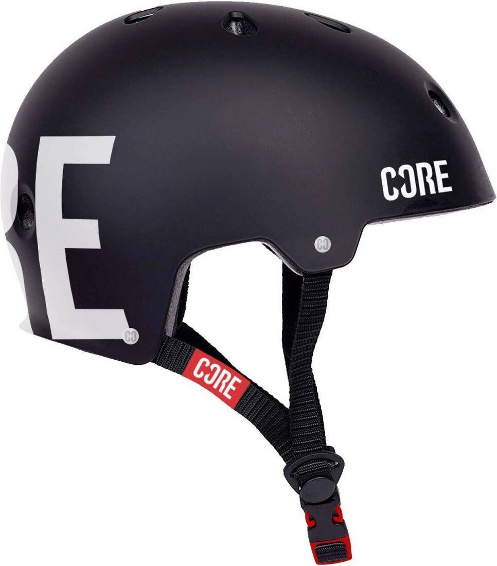 Core Action Sports Protektoren-Set Core Street Stunt-Scooter Skate Helm Schwarz/Logo Weiß S/M (55-58cm)