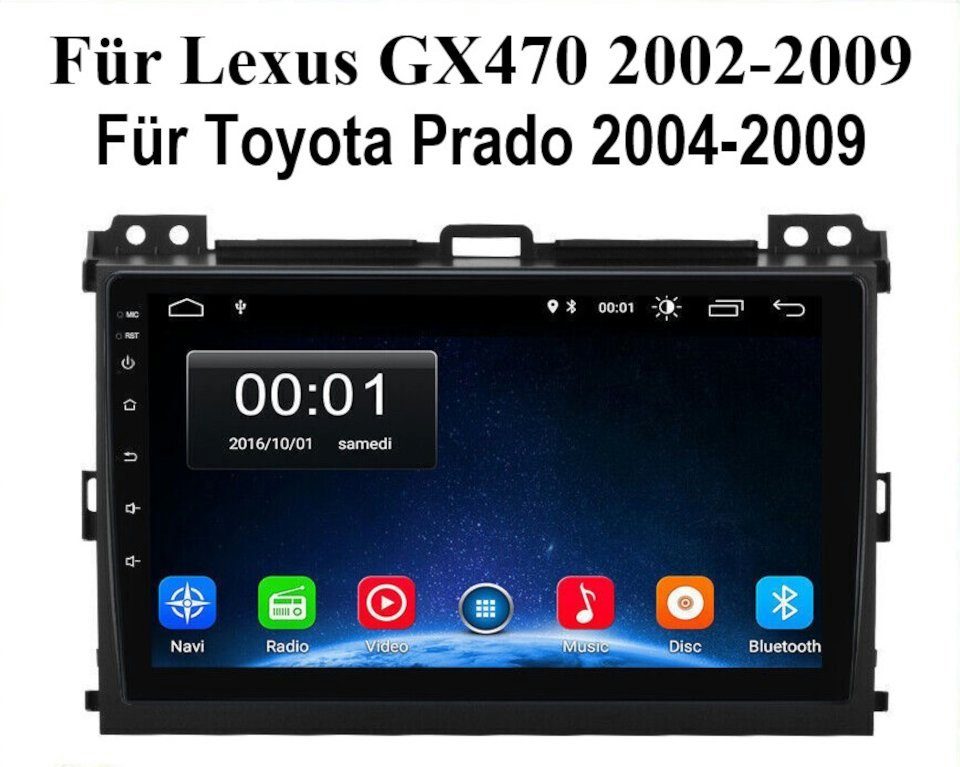 GABITECH für Navi Android 64GB GPS Carplay Lexus Toyota GX470, 9" Autoradio 11 Prado