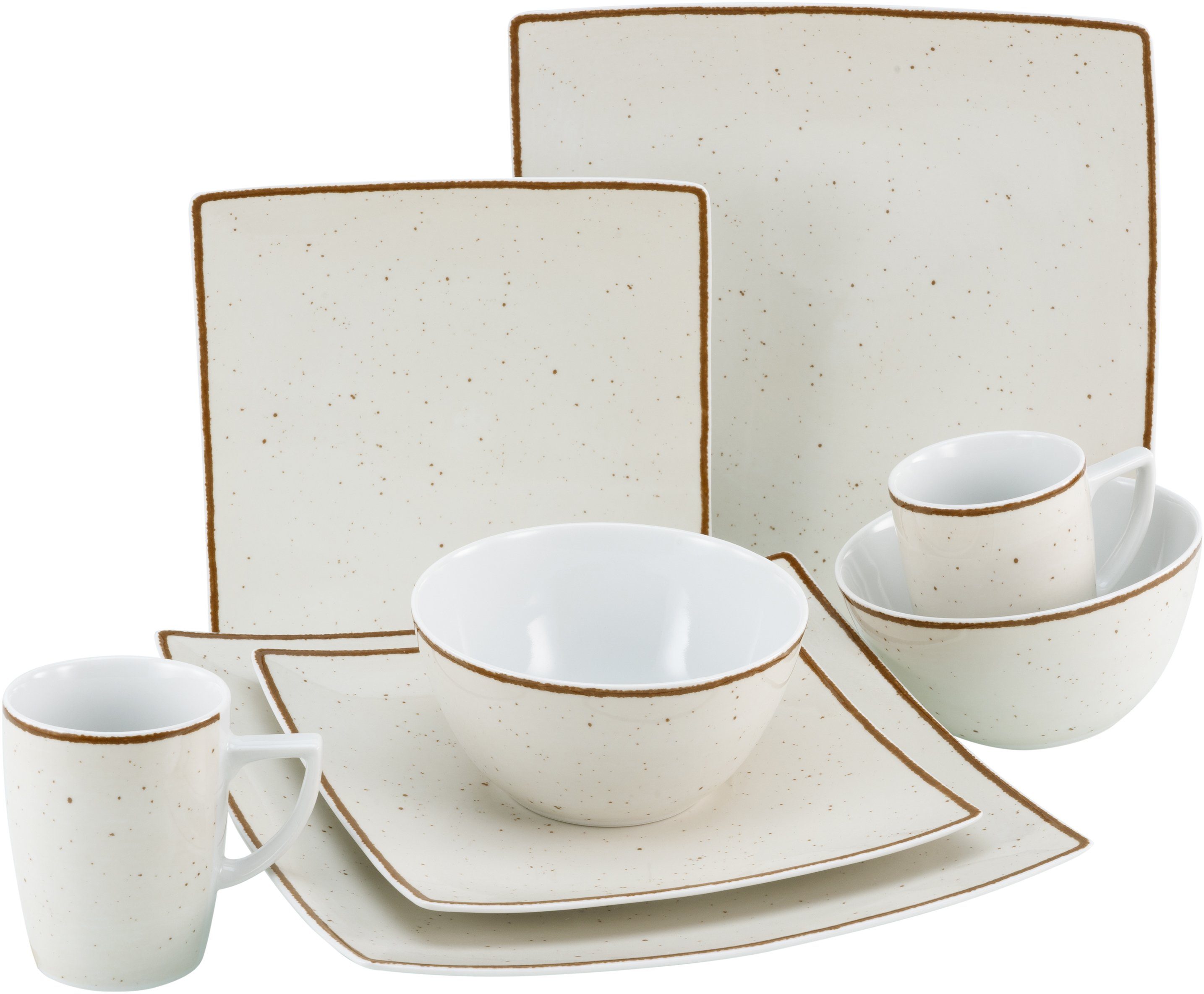 CreaTable Kombiservice Geschirr-Set New Elegance Vintage Nature (8-tlg), 2 Personen, Porzellan, Service, elegante Form, Made in Europe, 8 Teile, für 2 Personen sand