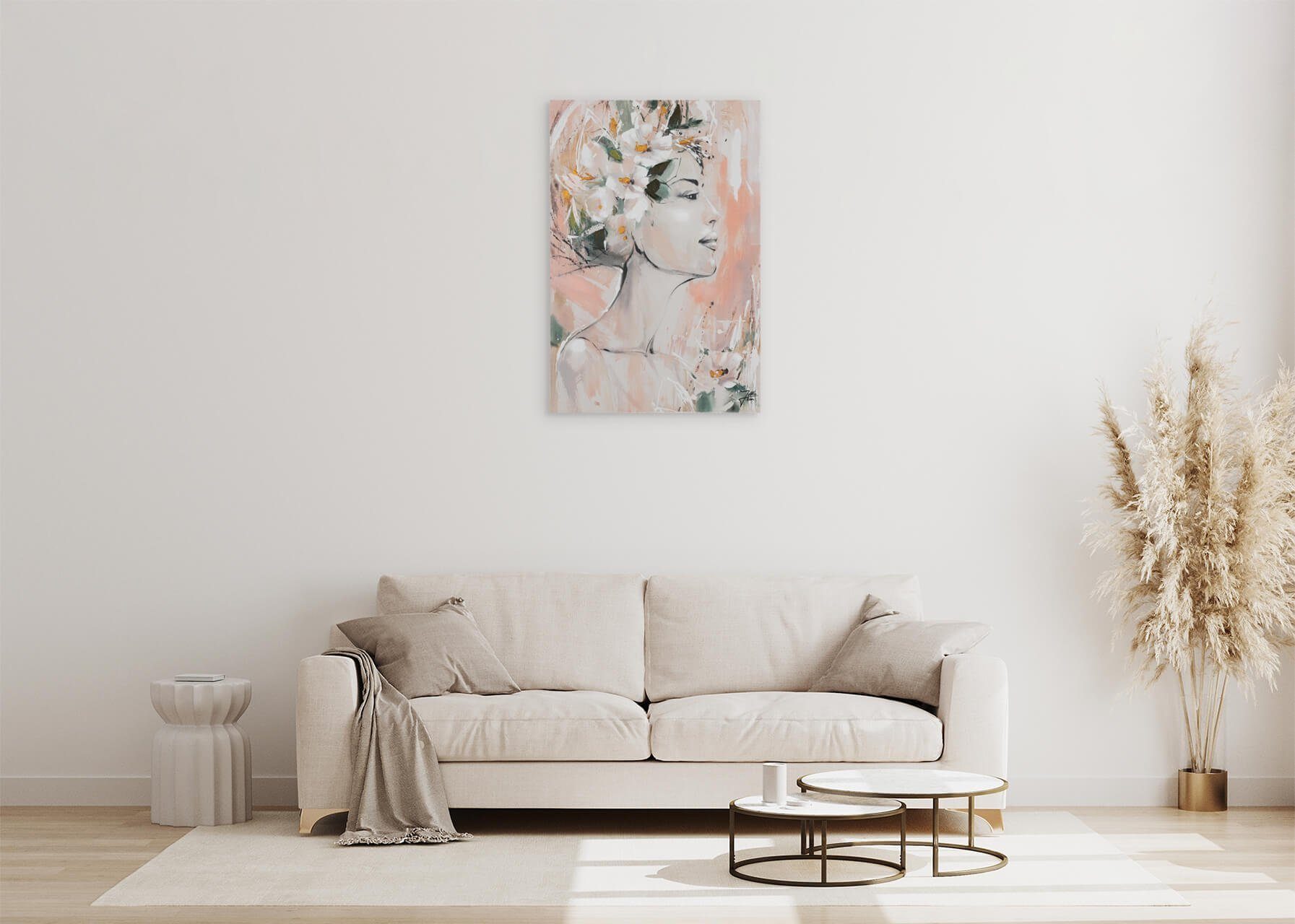 Leinwandbild Gemälde KUNSTLOFT Wandbild Wohnzimmer HANDGEMALT Fest Blüten 60x90 100% cm, der