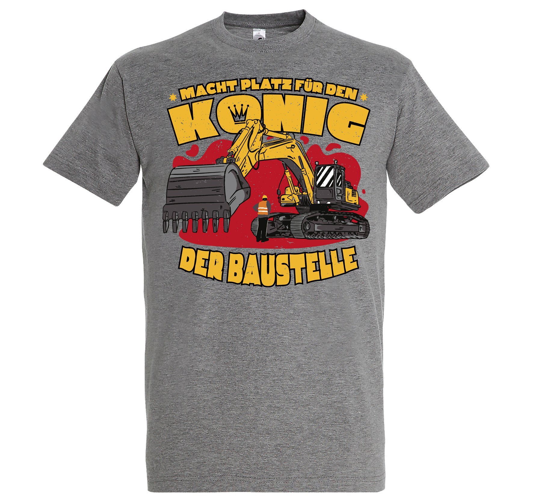 Youth Designz lustigem T-Shirt Baustelle mit Der König Herren Frontprint Traktor Grau Shirt