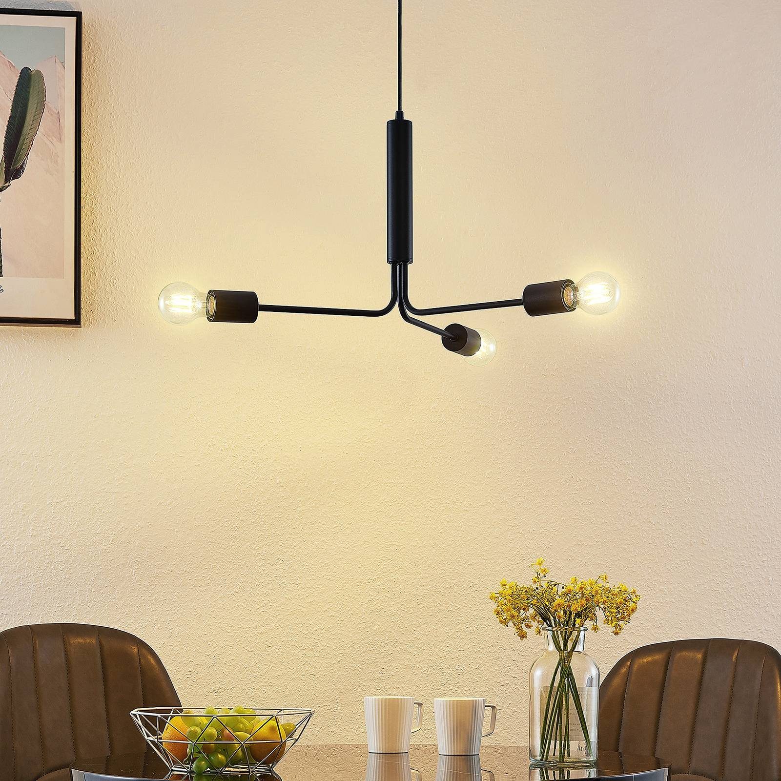 3 E27, Eisen, Deckenlampe, Imonis, Hängeleuchte flammig, nicht Modern, dimmbar, Leuchtmittel Esstischlampe Lindby inklusive, Schwarz,