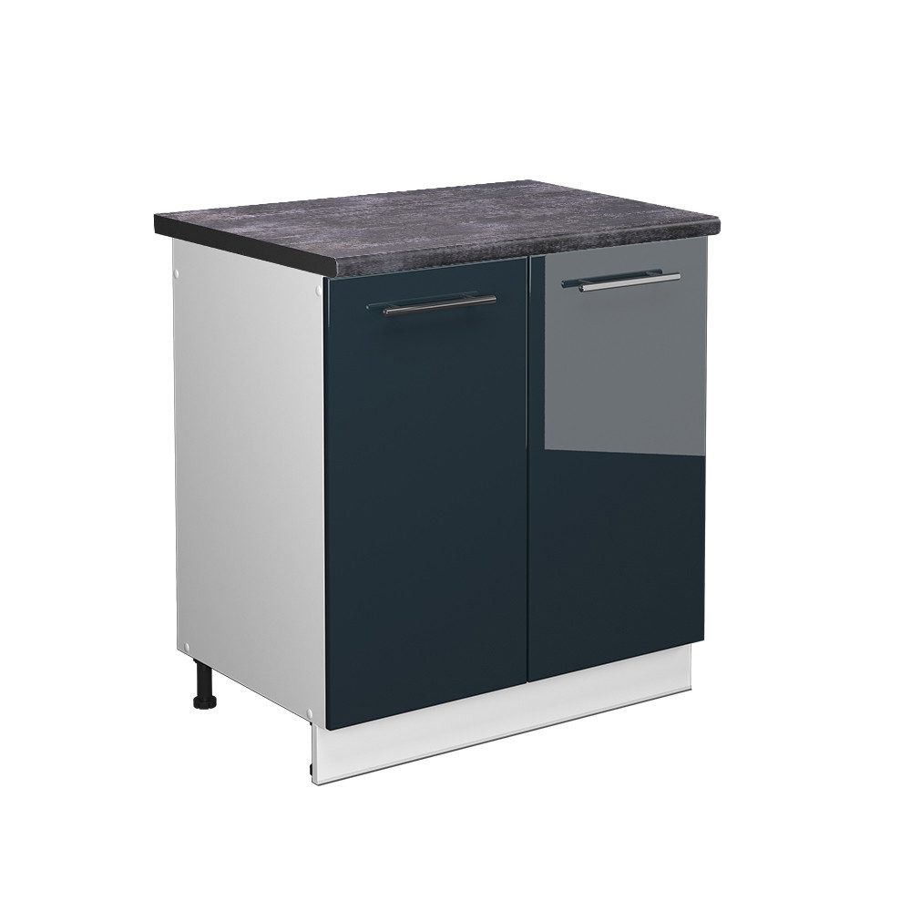 Vicco Spülenunterschrank Fame-Line Dunkelblau Hochglanz/Weiß 80 cm AP Anthr günstig online kaufen