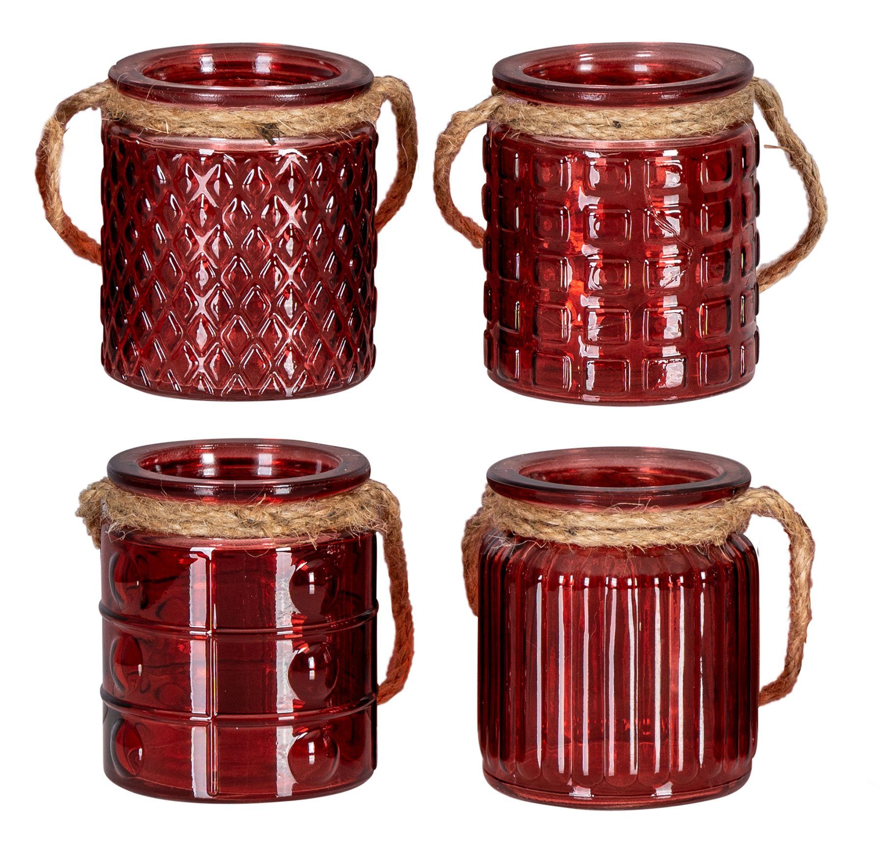 Levandeo® Teelichthalter, 4er Set Windlicht H10cm Glas Rot Bordeaux Teelich günstig online kaufen