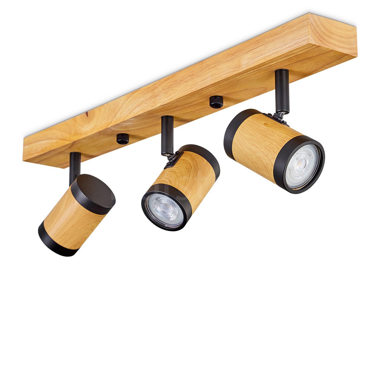 Deckenleuchte moderne Deckenlampe aus Holz/Metall in Natur/Schwarz