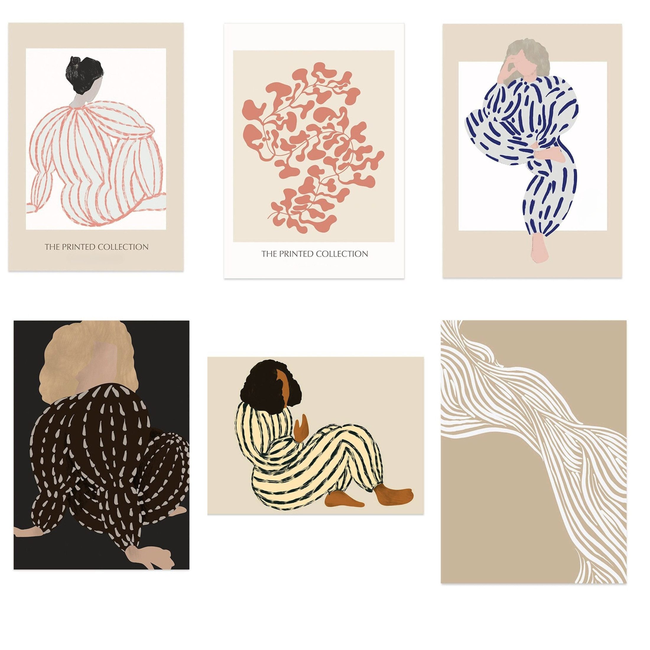 JUSTGOODMOOD Poster Boho Abstrakte Linien und Frauen Kurven Körper Formen als Print ohne R, C (1 St)