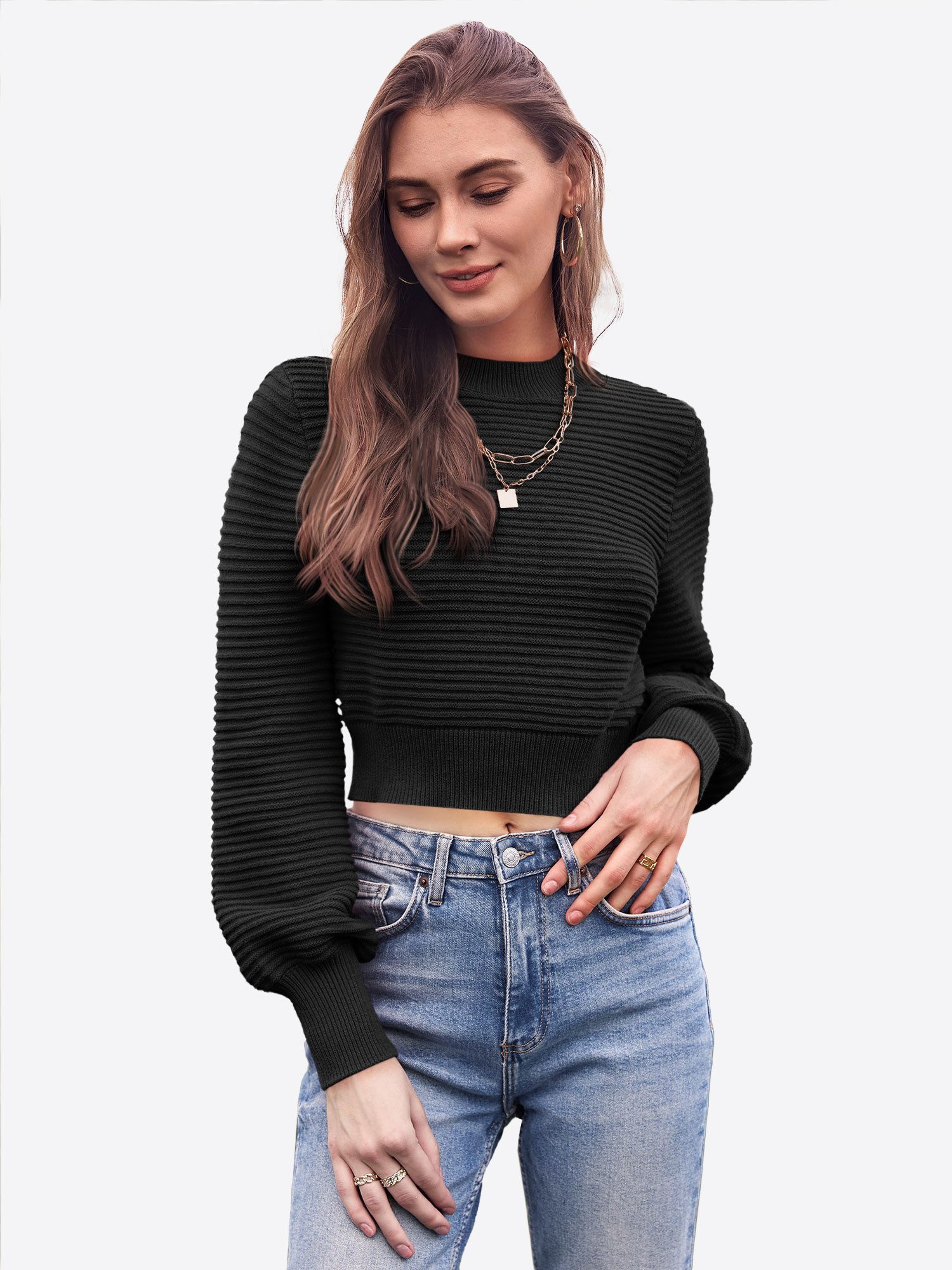 Imily Bela Sweater Damen Langarm Rundhals günstig online kaufen