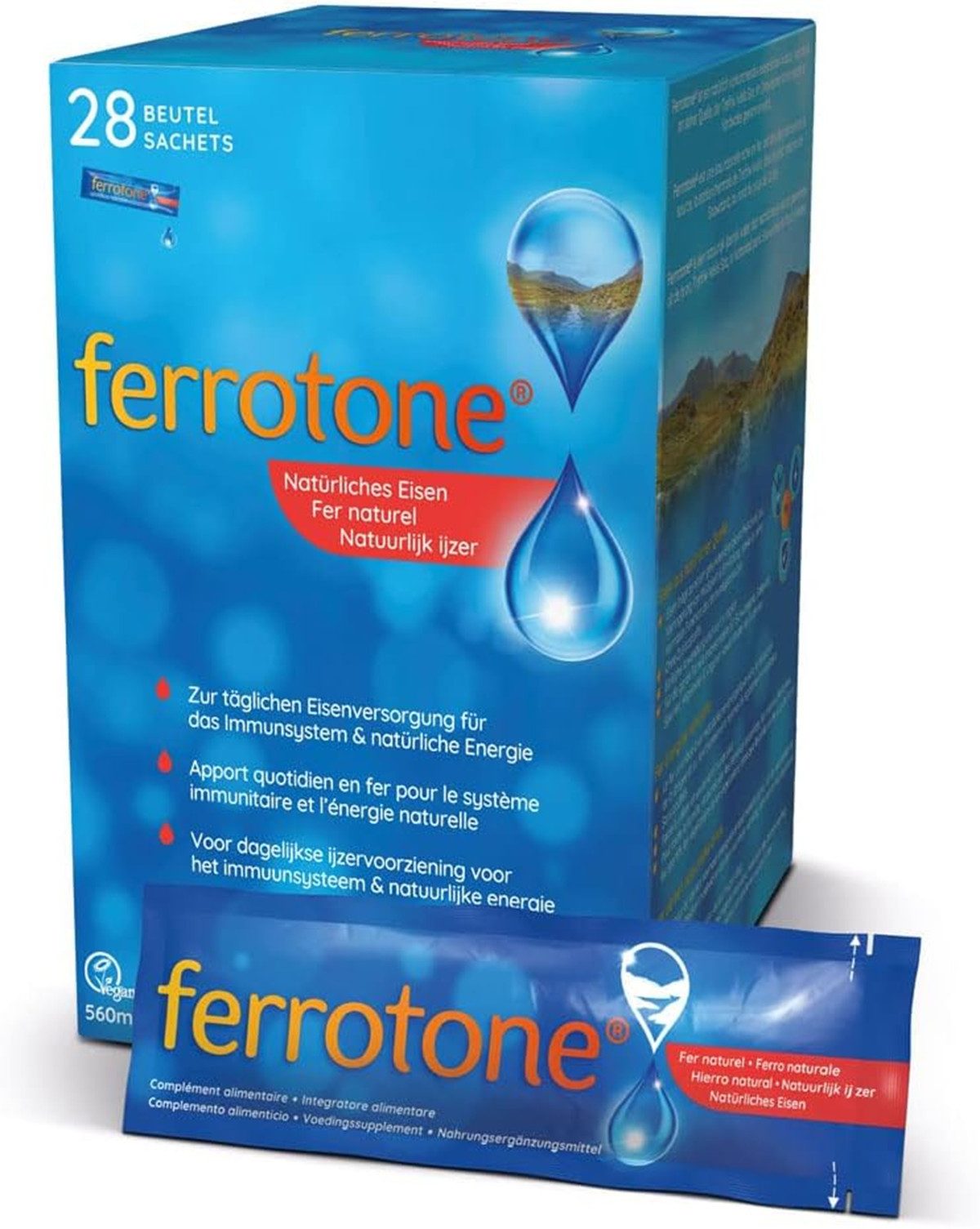 ferrotone Pulver Pulver, 20 ml à 28 St., 560 ml, Bei Eisenmangel & Müdigkeit, natürliche Eisenquelle, 28x20ml