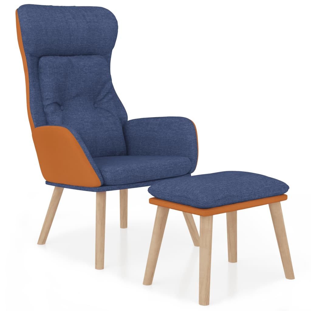 vidaXL Sessel Relaxsessel mit Hocker Blau günstig online kaufen