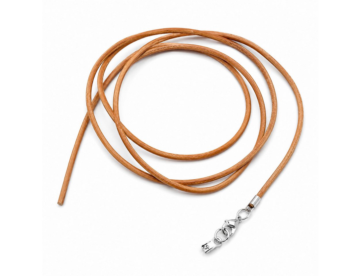 unbespielt Lederband Lederband Naturbraun Karabinerverschluss Silberfarben Länge 1m kürzbar, Modeschmuck für Damen und Herren