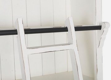 Casa Padrino Stauraumschrank Casa Padrino Landhausstil Schrank mit Leiter Antik Weiß 143,5 x 40,6 x H. 233,7 cm - Bücherschrank - Regalschrank - Wohnzimmerschrank - Büroschrank - Landhausstil Möbel