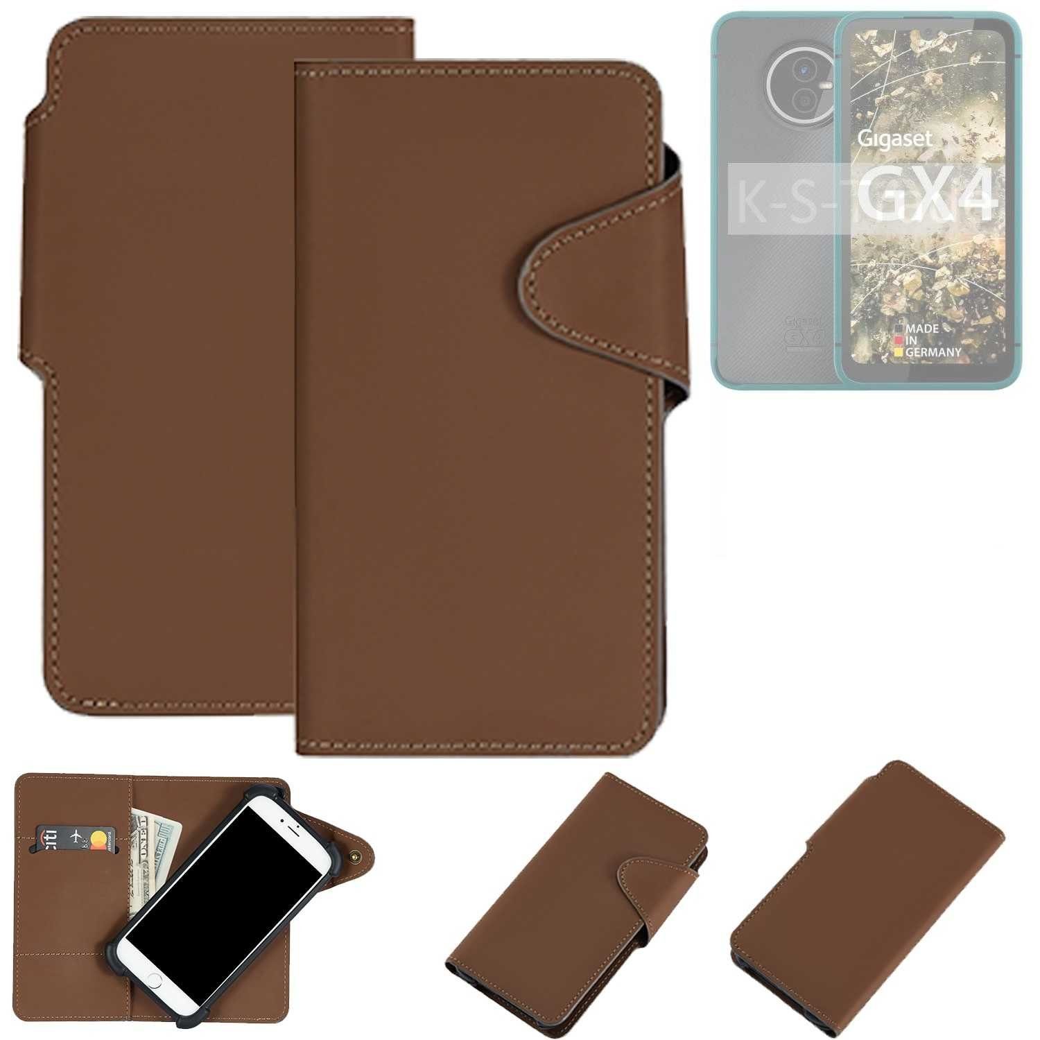 K-S-Trade Handyhülle für Gigaset GX4, Schutzhülle Klapphülle Kunstleder braun Handy Hülle Wallet Case