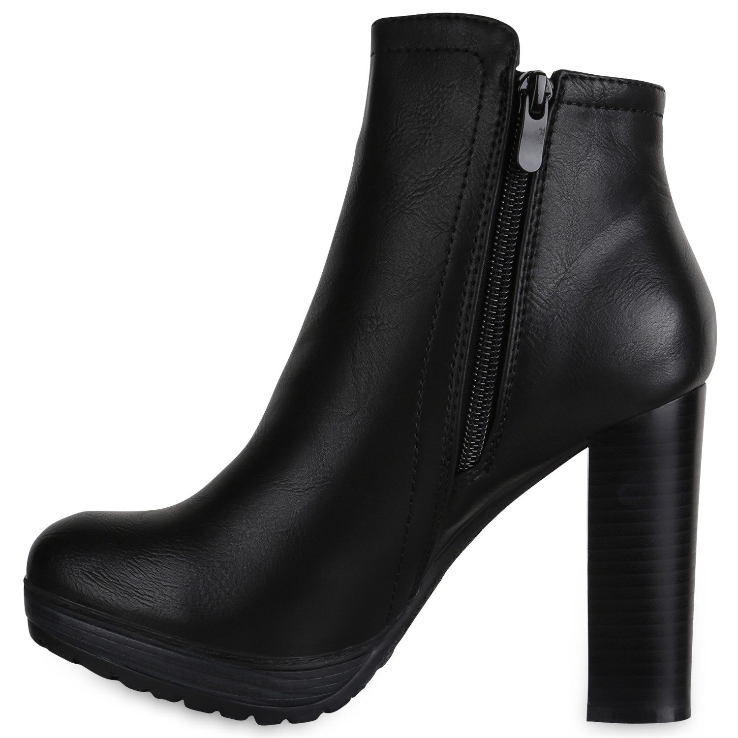VAN HILL 819927 Plateaustiefelette Gefütterte Damen Plateau Boots Leder-Optik High Heels Stiefeletten