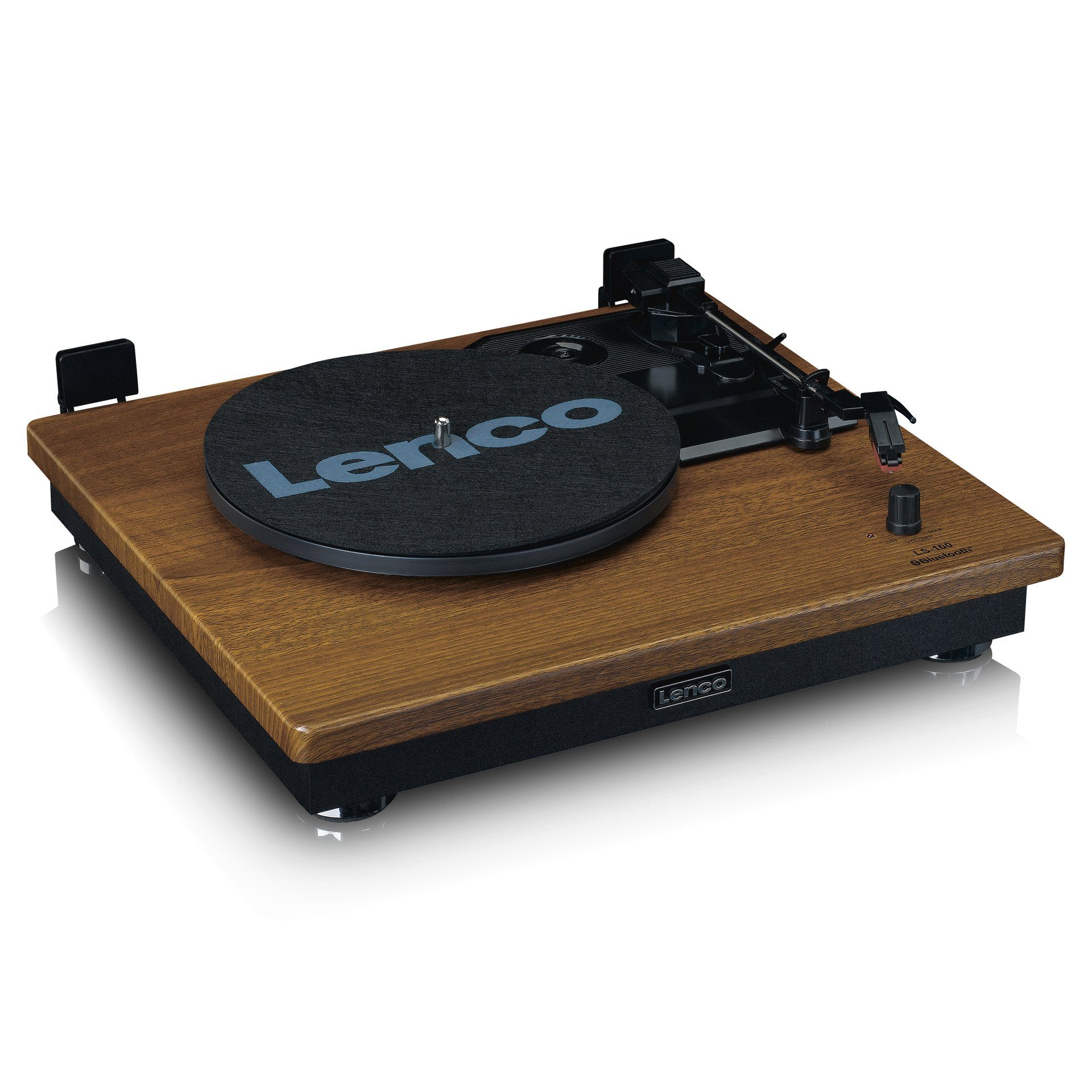 Lenco Plattenspieler mit Bluetooth Holz und (Riemenantrieb) externen 2 Plattenspieler Lautsprechern