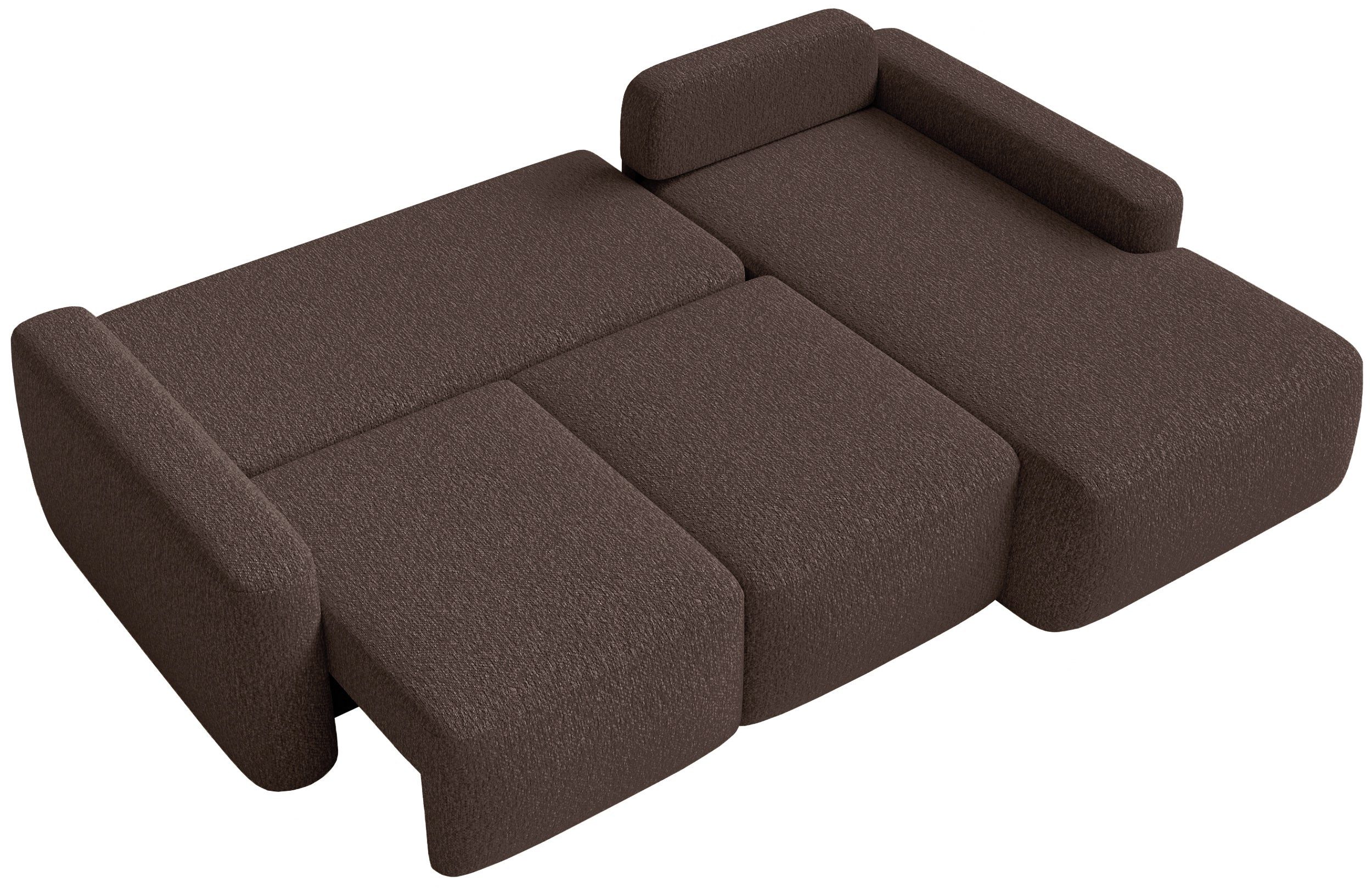 Selsey Ecksofa CARNOS MINI, Ecksofa mit Ottomane, Chenille-Bezug, Schlaffunktion und Bettkasten