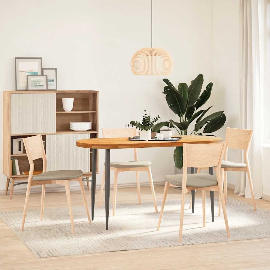 vidaXL Tischplatte Tischplatte Hellbraun 140x60x4 cm Massivholz Eiche Oval (1 St)