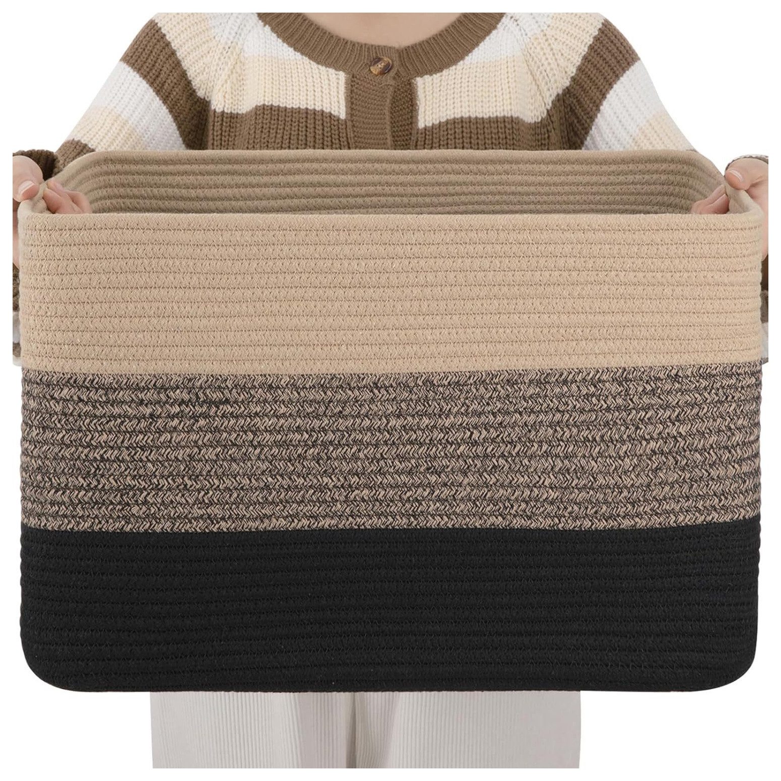 Auledio Aufbewahrungskorb Großer, rechteckiger Flechtkorb mit Griff - 55×43 günstig online kaufen