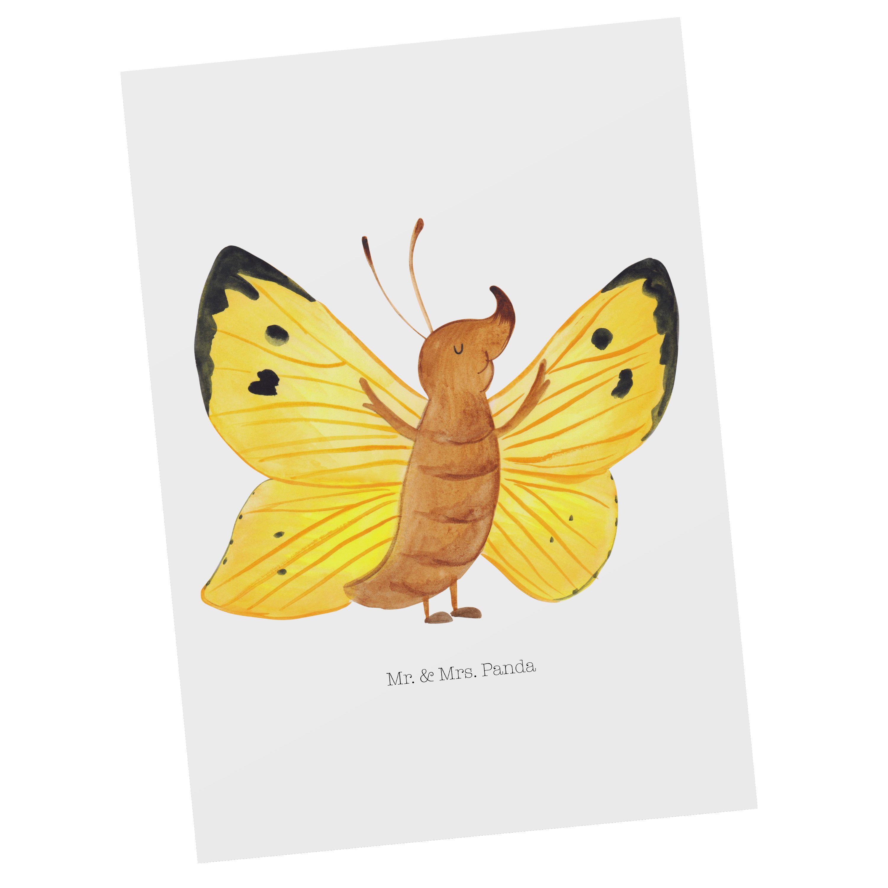 Mr. & Mrs. Panda Postkarte Schmetterling Zitronenfalter - Weiß - Geschenk, Geburtstagskarte, Gut | Grußkarten