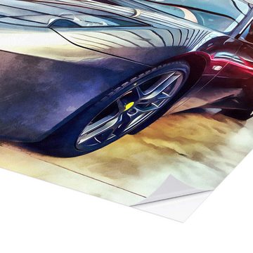 Posterlounge Wandfolie Editors Choice, Sportwagen mit spiegelnder Oberfläche, Malerei