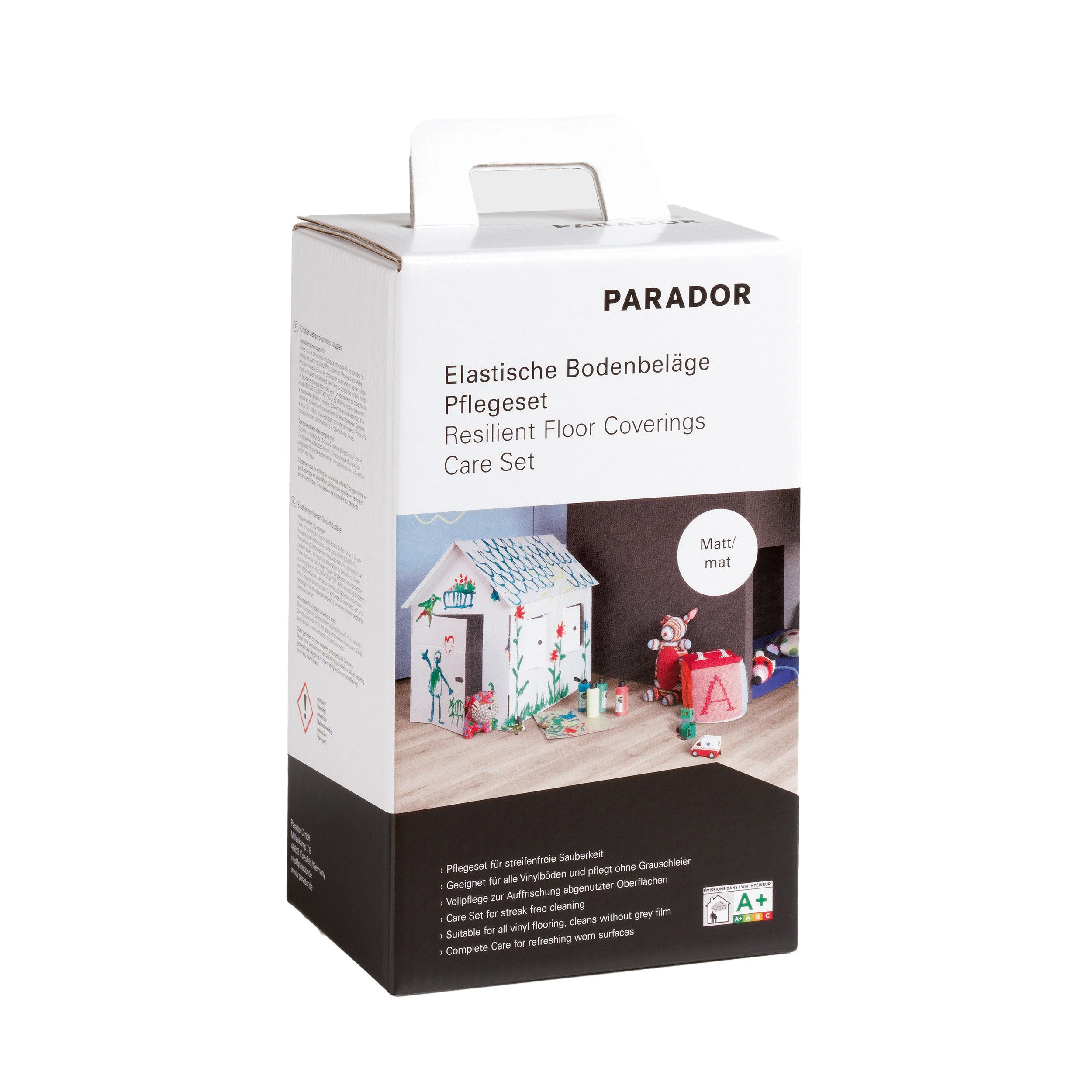 PARADOR Designboden Pflegeset (Vollpflege zur Auffrischung abgenutzter Oberflächen, [1-St. Streifenfreie Sauberkeit ohne Grauschleier Kombinierte Anwendung für ein optimales Ergebnis)