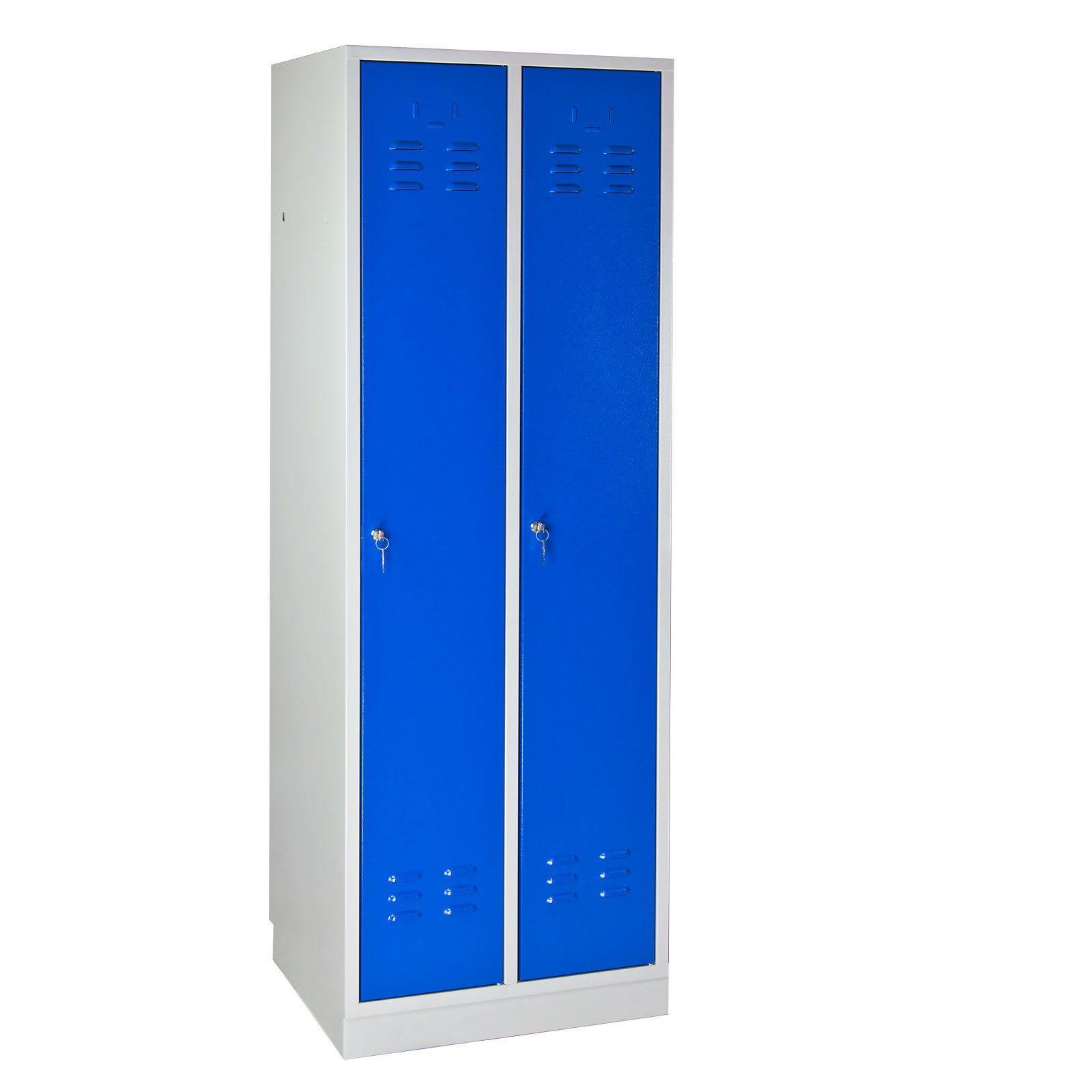 PROREGAL® Garderobenschrank Garderobenschrank Ermine mit Grau/Orange Lichtblau Türen, 178x60x50cm, 2 HxBxT