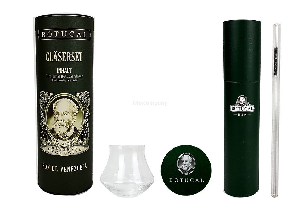 Glas Botucal Geschenkset - 20x Botucalstrohhalm + 3x Botucal Gläser + 3x