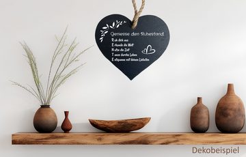 KS Laserdesign Dekohänger Schieferherz mit Gravur - zum Ruhestand, Rente - Geschenkidee (Set, 2 tlg), mit vorgebohrtem Loch & Juteband