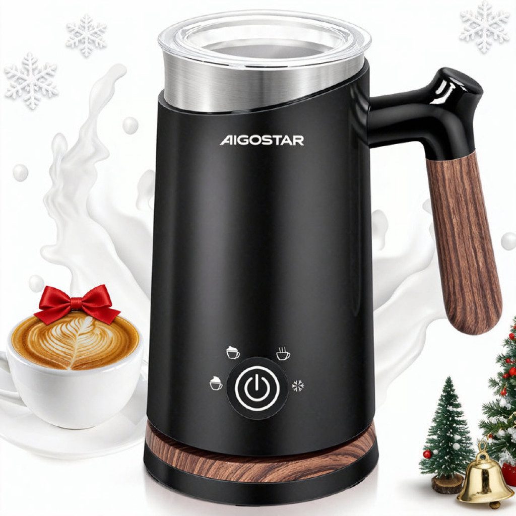Aigostar Milchaufschäumer 4 in 1 Milchaufschäumer Elektrisch 500W, 300ml Edelstahl