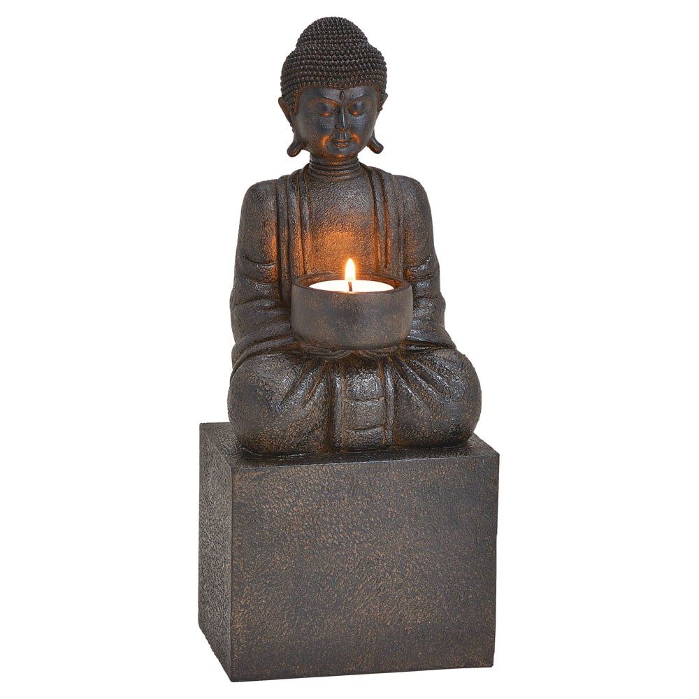 matches21 HOME & Garten HOBBY schwarz Deko sitzend Buddha Figur Teelichthalter St) (1 Dekofigur