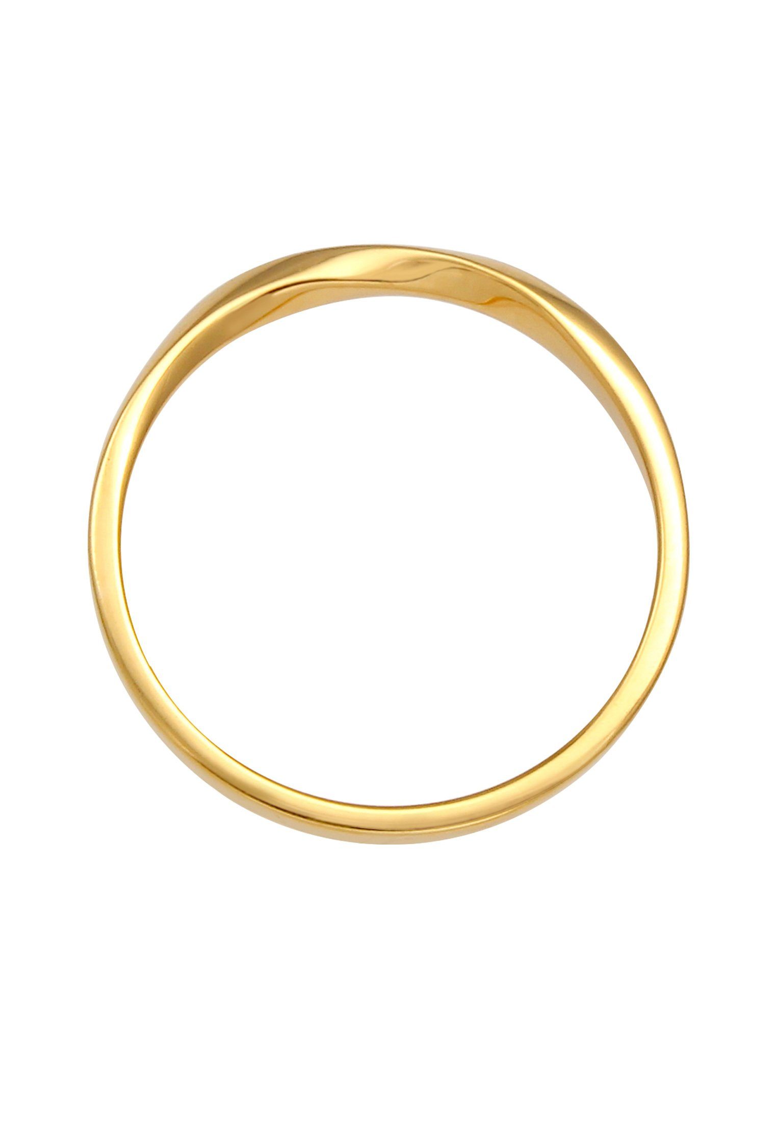 Elli Premium Fingerring Basic Bandring Twist Gedreht 375 Gelbgold, Twisted