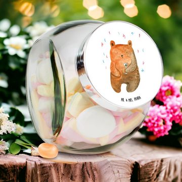 Mr. & Mrs. Panda Vorratsglas L 870ml Bär Party - Weiß - Geschenk, Vorratsdose, Küchenorganizer, Mü, Premium Glas, (1-tlg), Eigene Motive