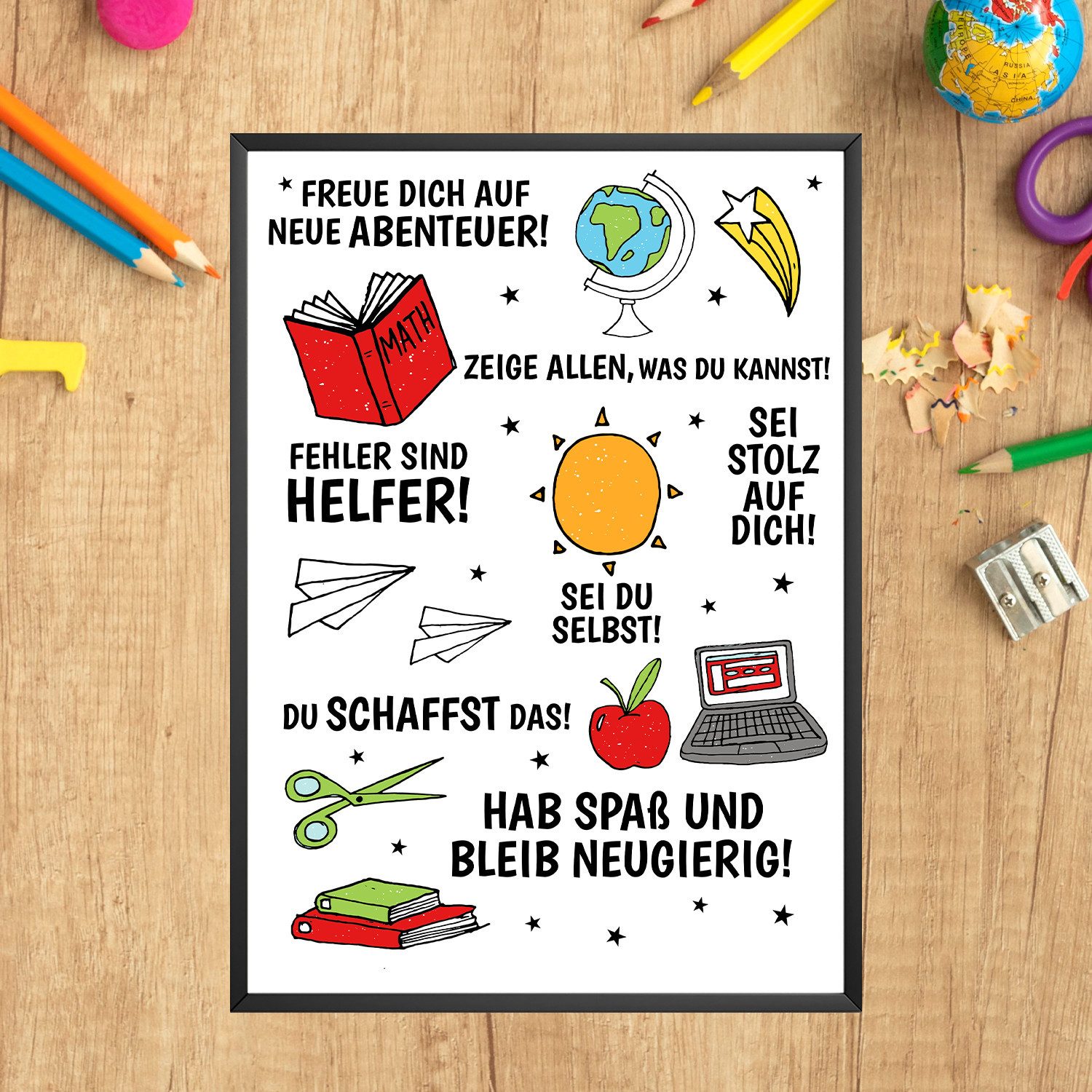 Tigerlino Poster Affirmationsposter Schulkind Schulanfang Schultüte Einschulung