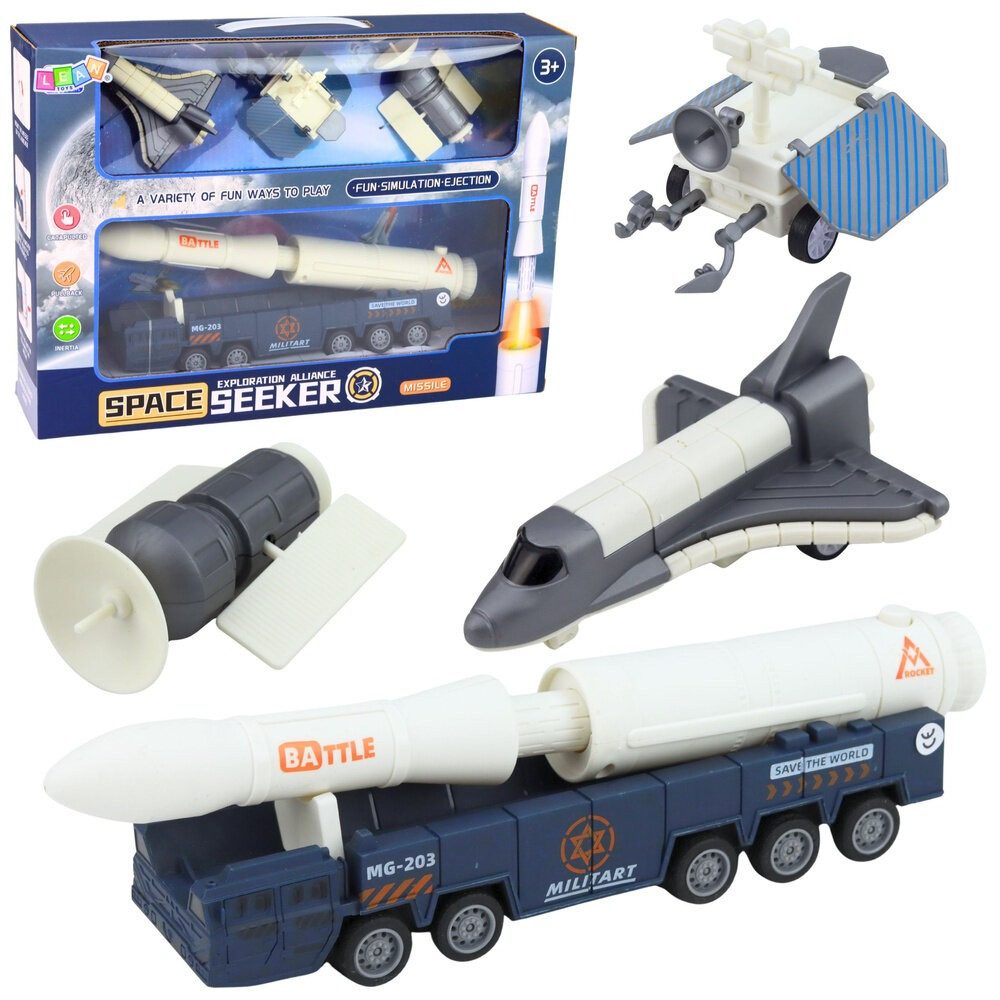 LEAN TOYS Spielzeug-Flugrakete LeanToys Weltraum-Raketenshuttle Satellitentransporter