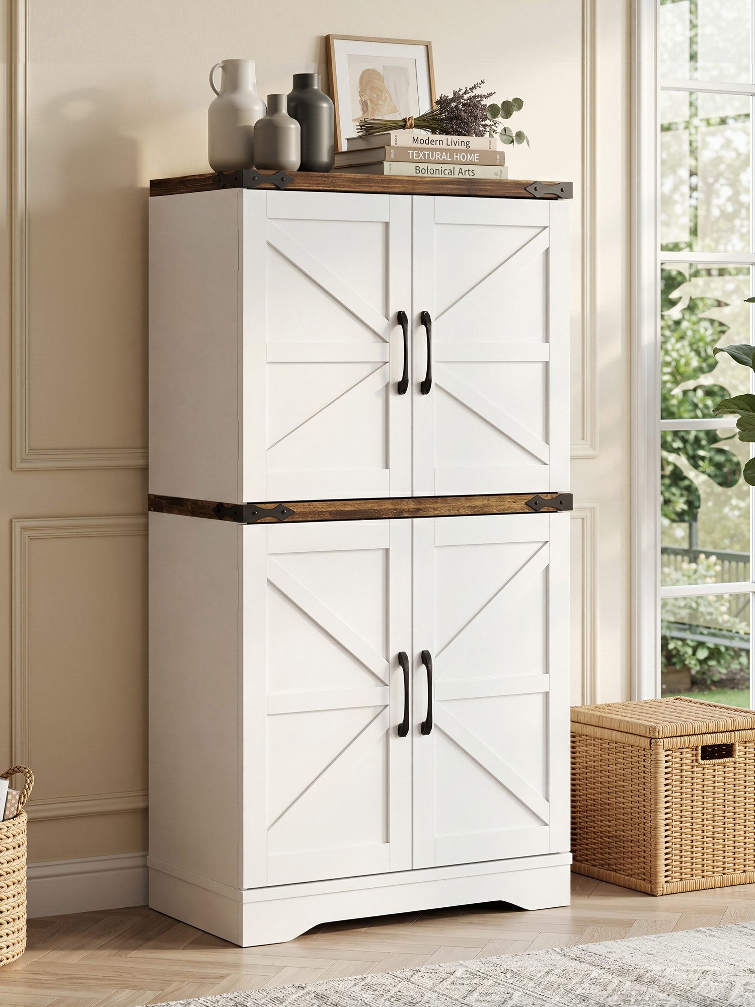 FiveWillowise Sideboard zweitüriger Küchenschrank, Aufbewahrungsschrank 60x29,7x110cm (1 St), mit herausnehmbaren Einlegeböden