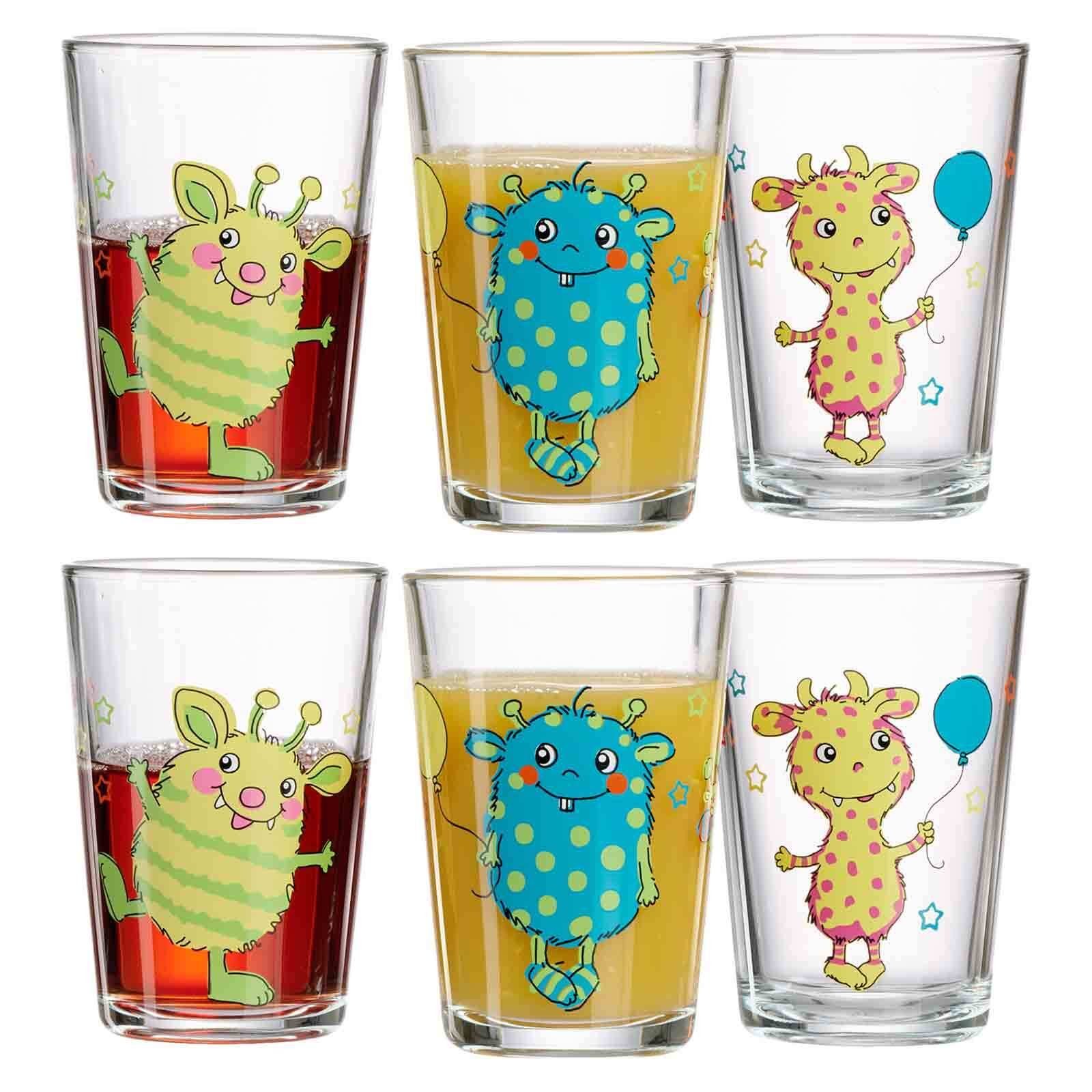 Ritzenhoff & Breker Kinderbecher Monsterchen Kindergläser 205 ml 6er Set, 6-tlg., Glas