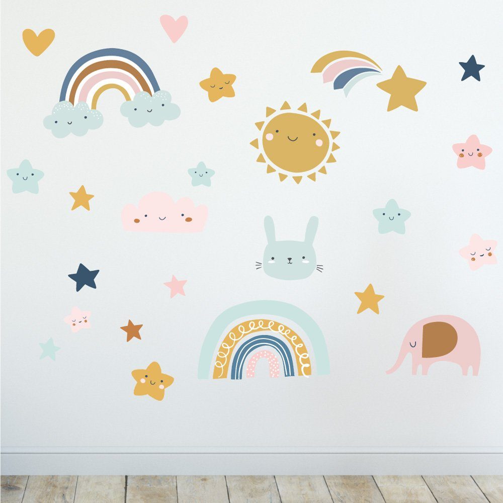 Sunnywall Wandtattoo Wandsticker - Baby Elements - Wandtattoo Kinderzimmer Baby (6 St), konturgeschnitten