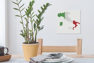 OneMillionCanvasses® Leinwandbild Karte von Italien mit der Flagge, (1 St), Leinwand Bilder für Wohnzimmer Schlafzimmer