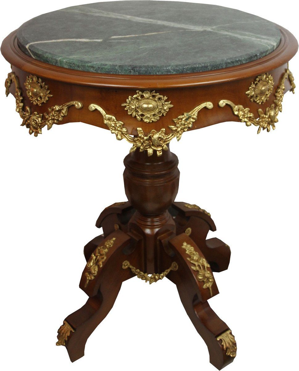 mit Marmorplatte Ludwig Durchmesser Höhe Braun XVI / - Beistelltisch Antik Tisch Gold 74 Barock Casa Stil Padrino cm, Beistelltisch cm 65